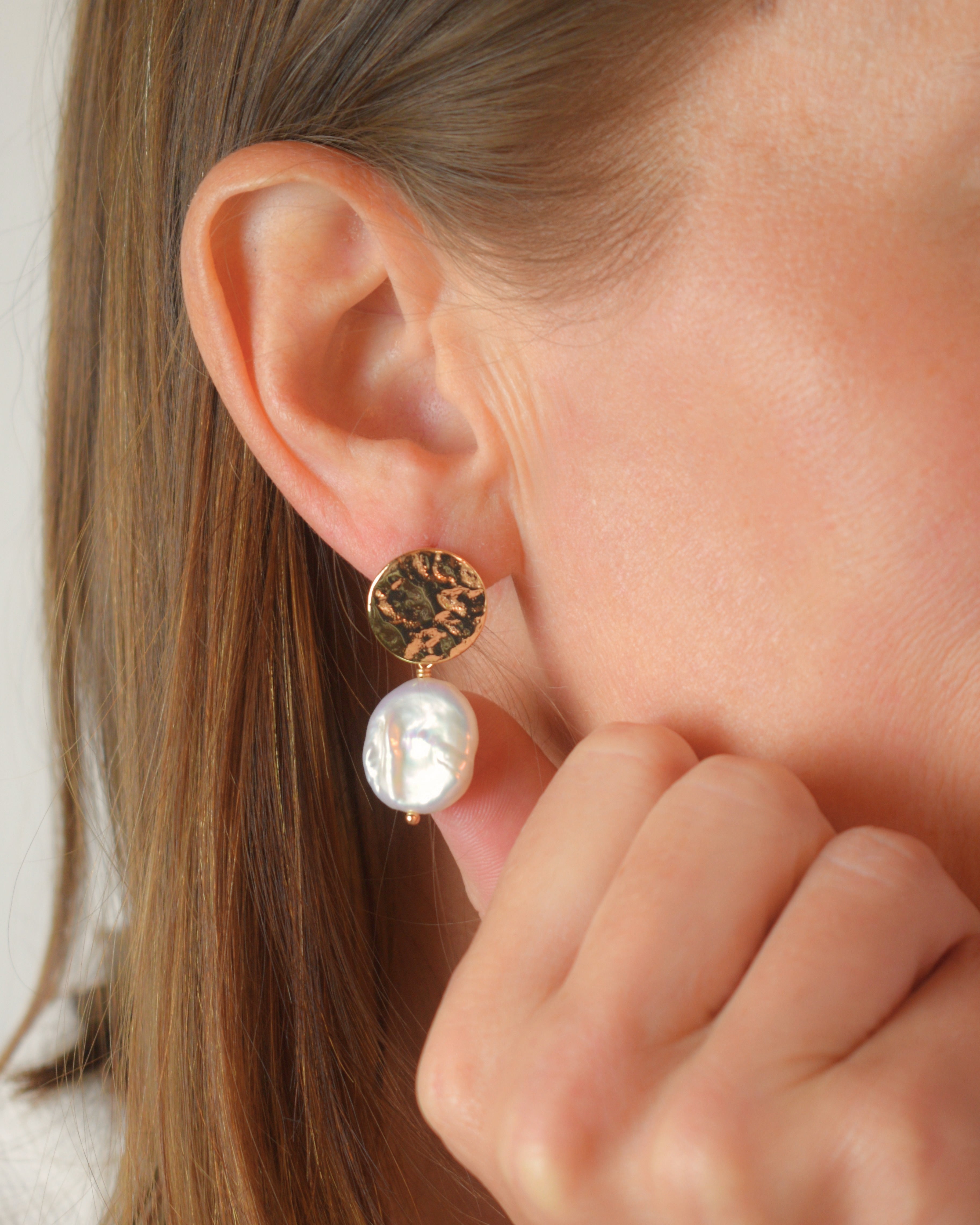 Golden Hour Coin Pearl Post Earrings
