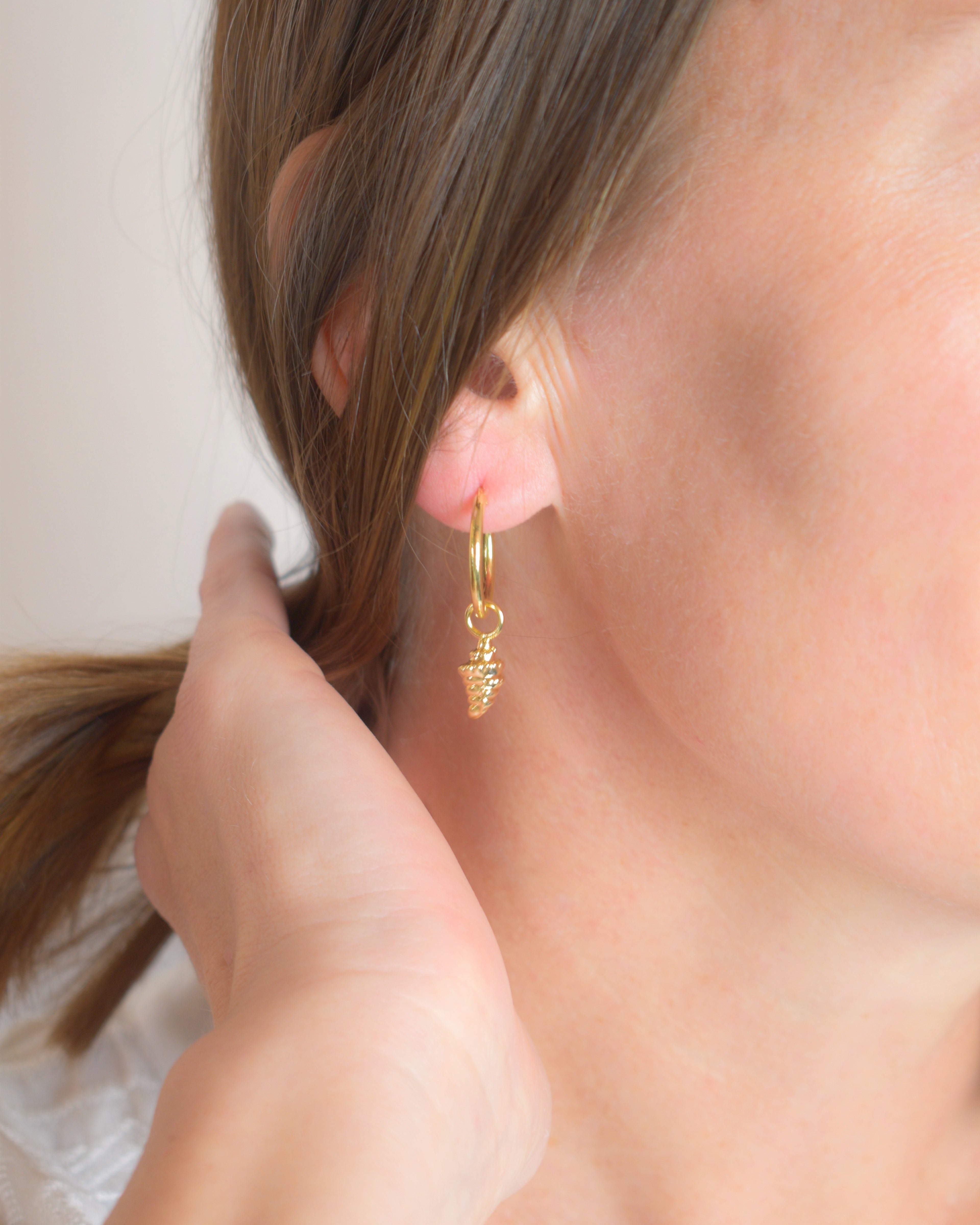 Golden Seashell Hoop Earrings