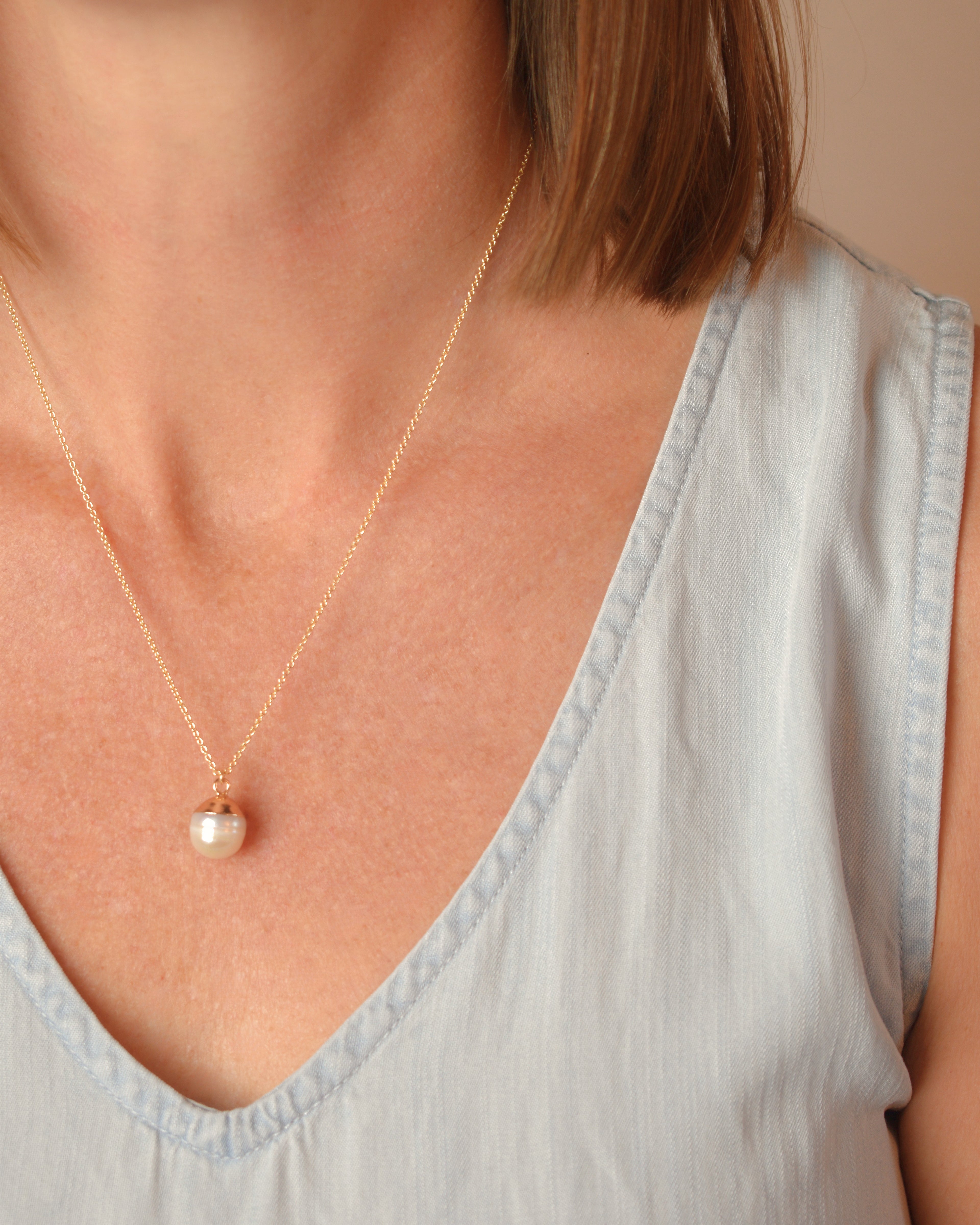 Freshwater Pearl Pendant Charm Necklace