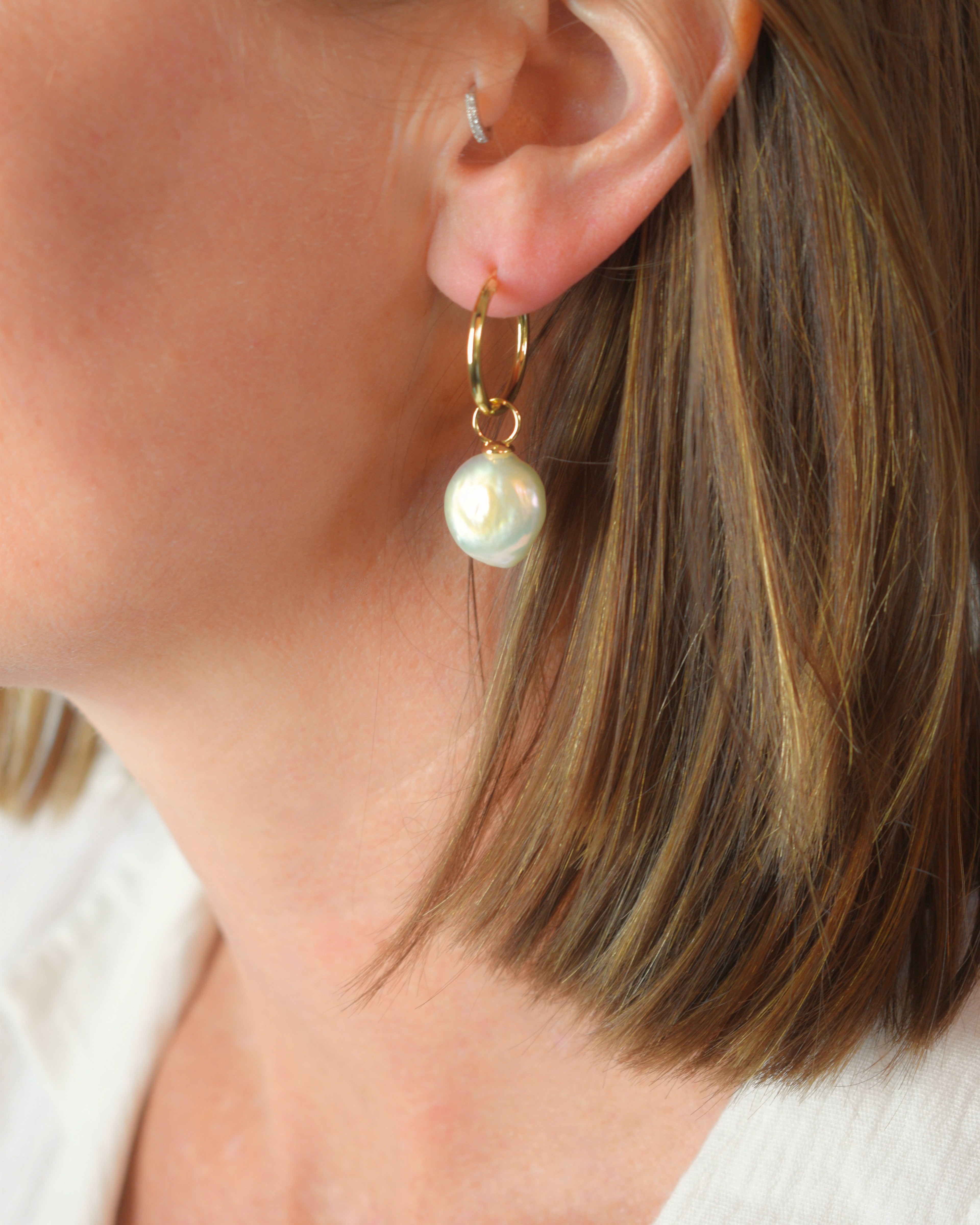 Aphrodite Coin Pearl Hoop Earrings