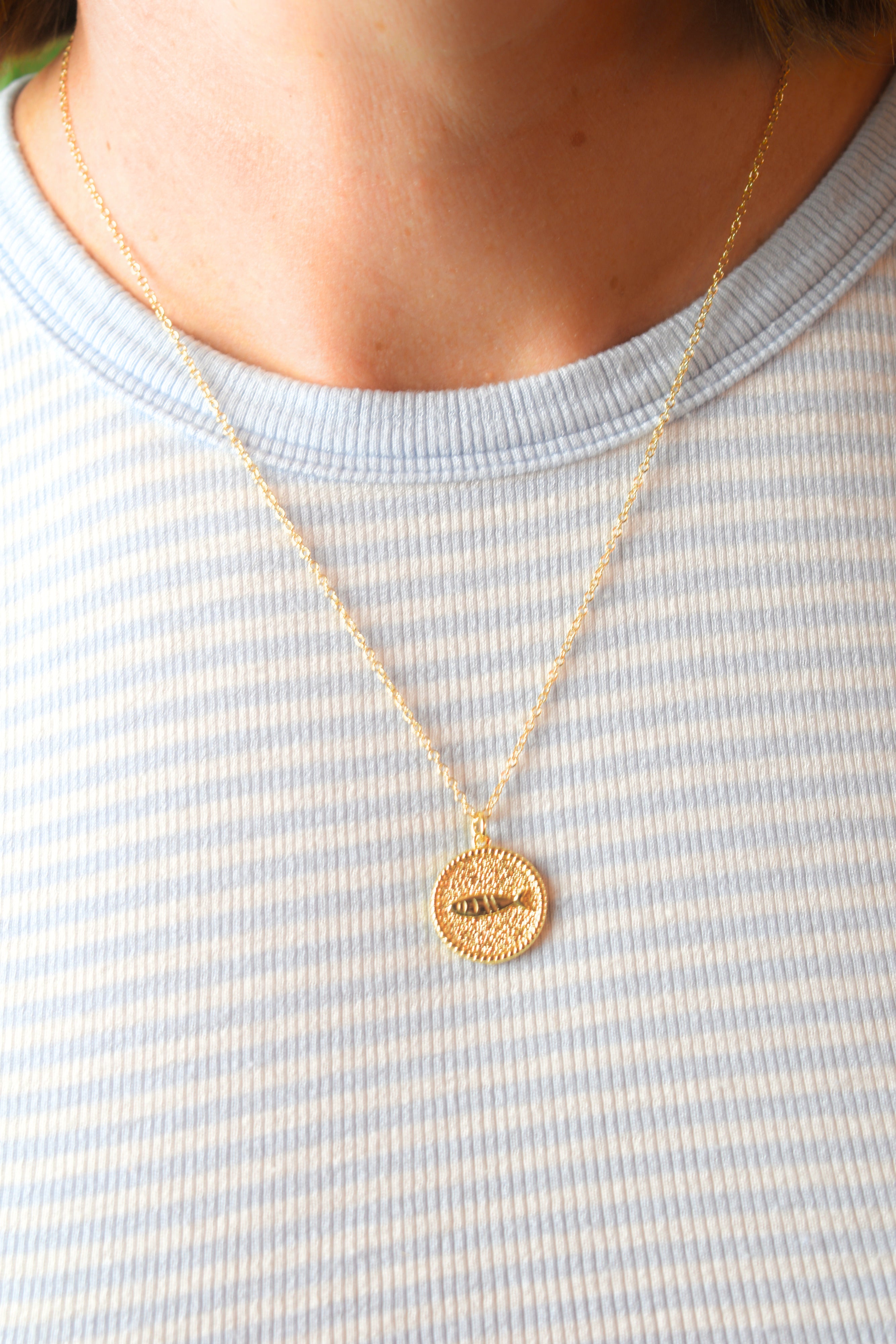 Sardine Medallion Charm Necklace