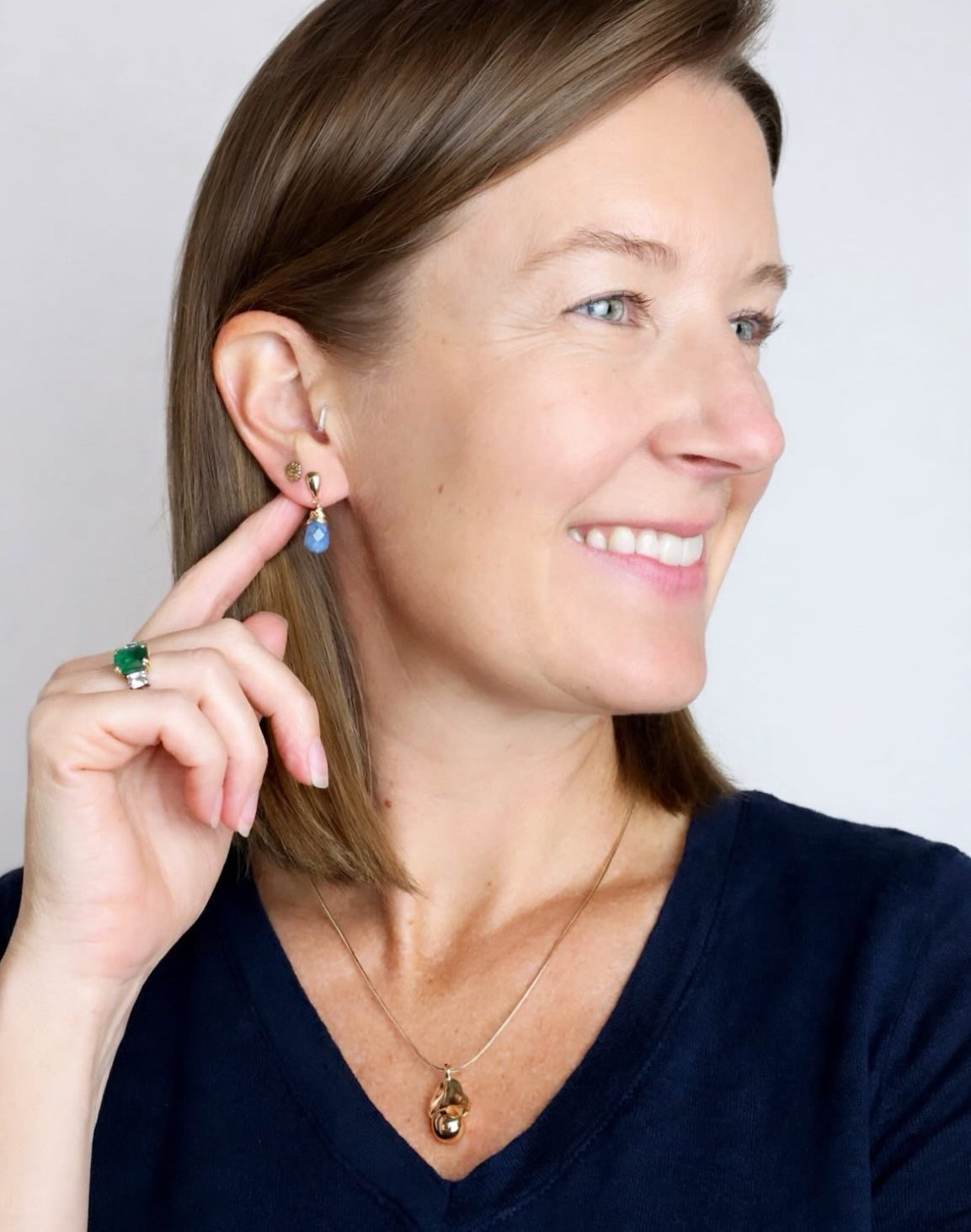 Blue Quartz Crowned Post Earrings
