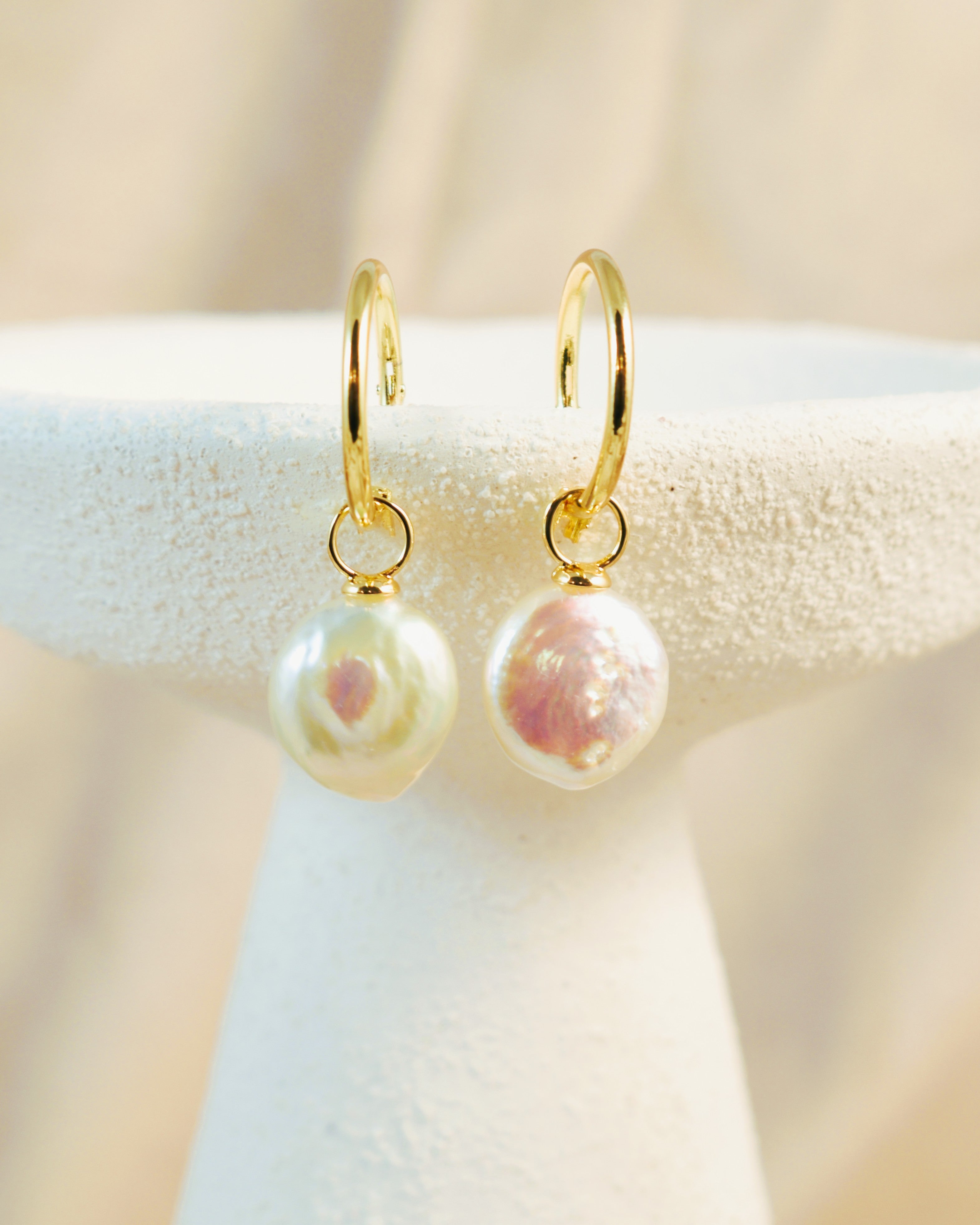 Aphrodite Coin Pearl Hoop Earrings