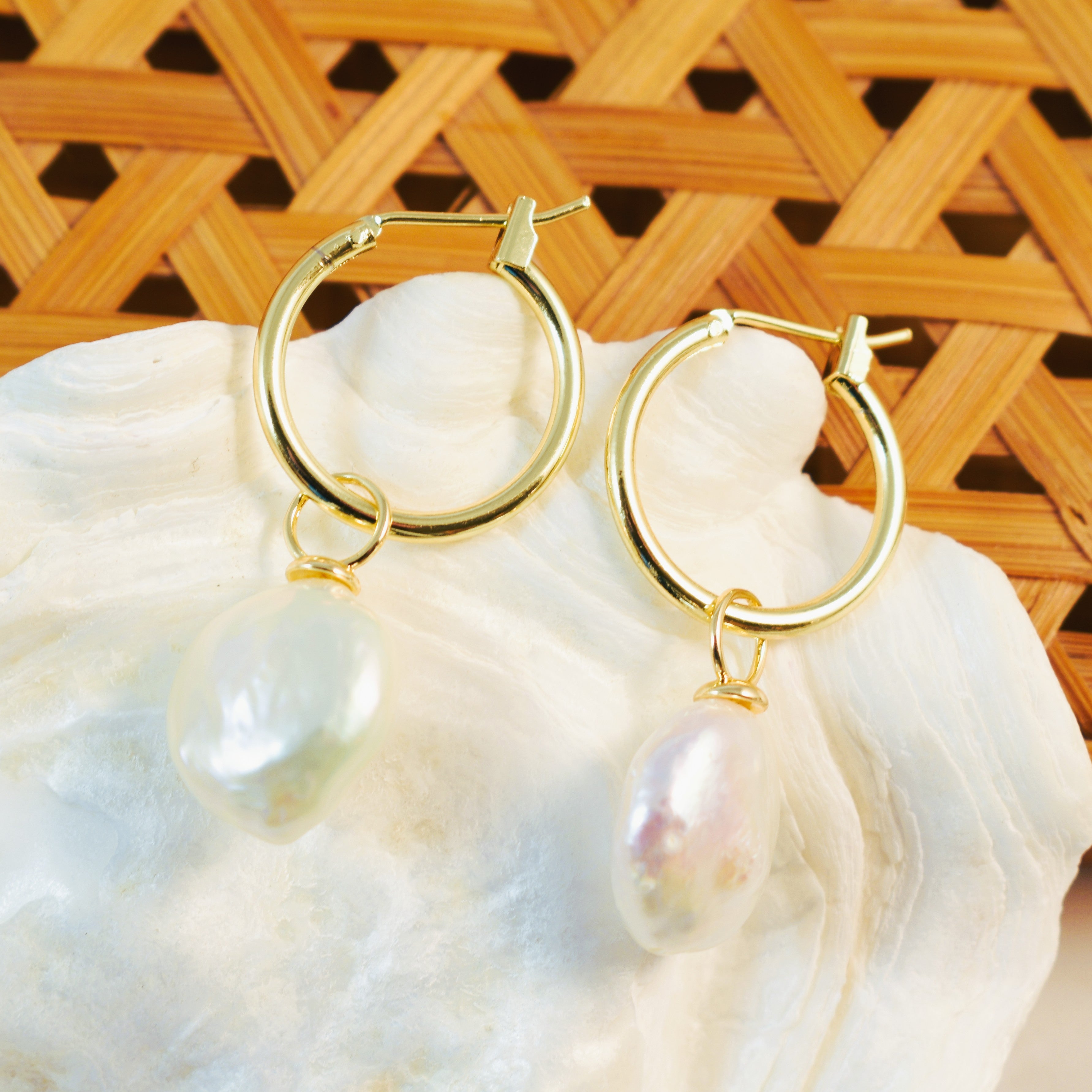 Aphrodite Coin Pearl Hoop Earrings