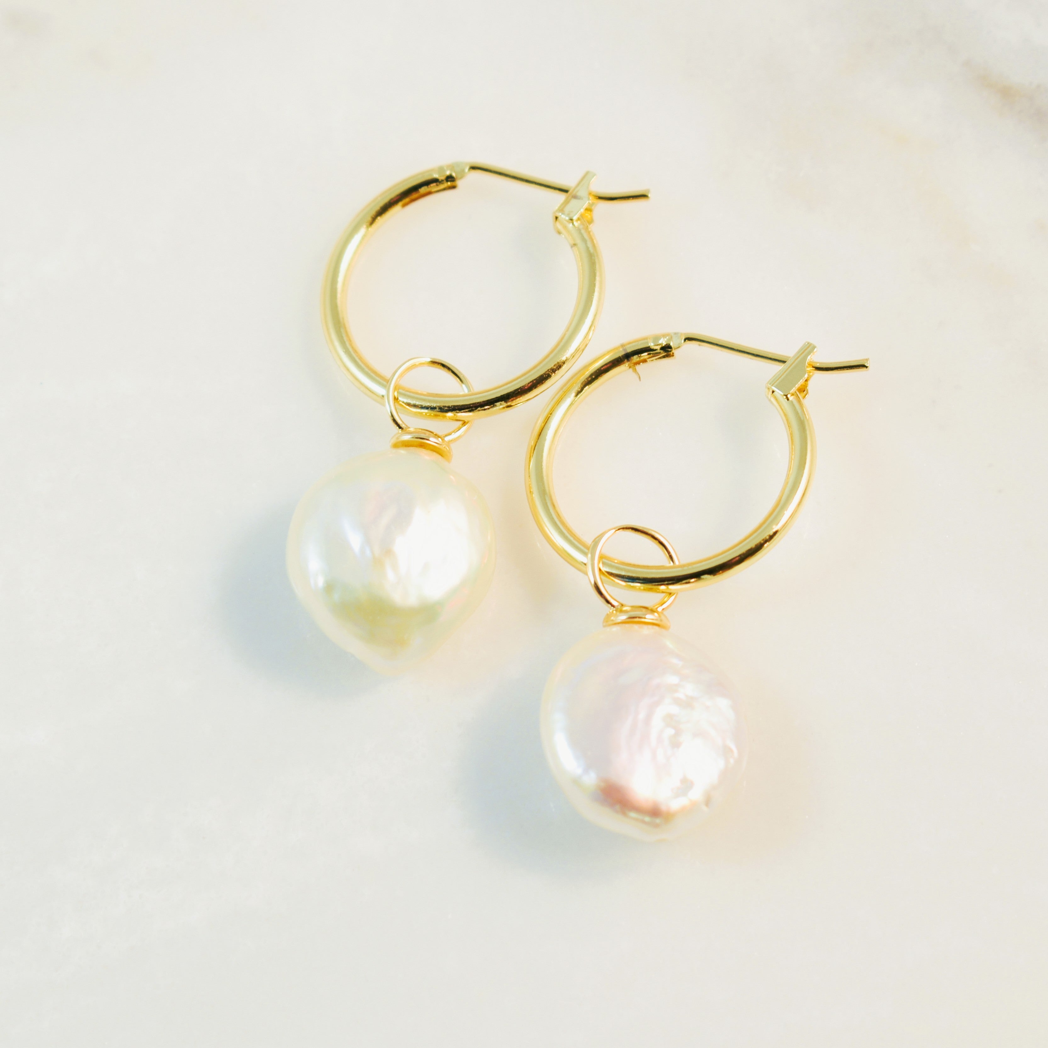 Aphrodite Coin Pearl Hoop Earrings