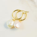 Aphrodite Coin Pearl Hoop Earrings
