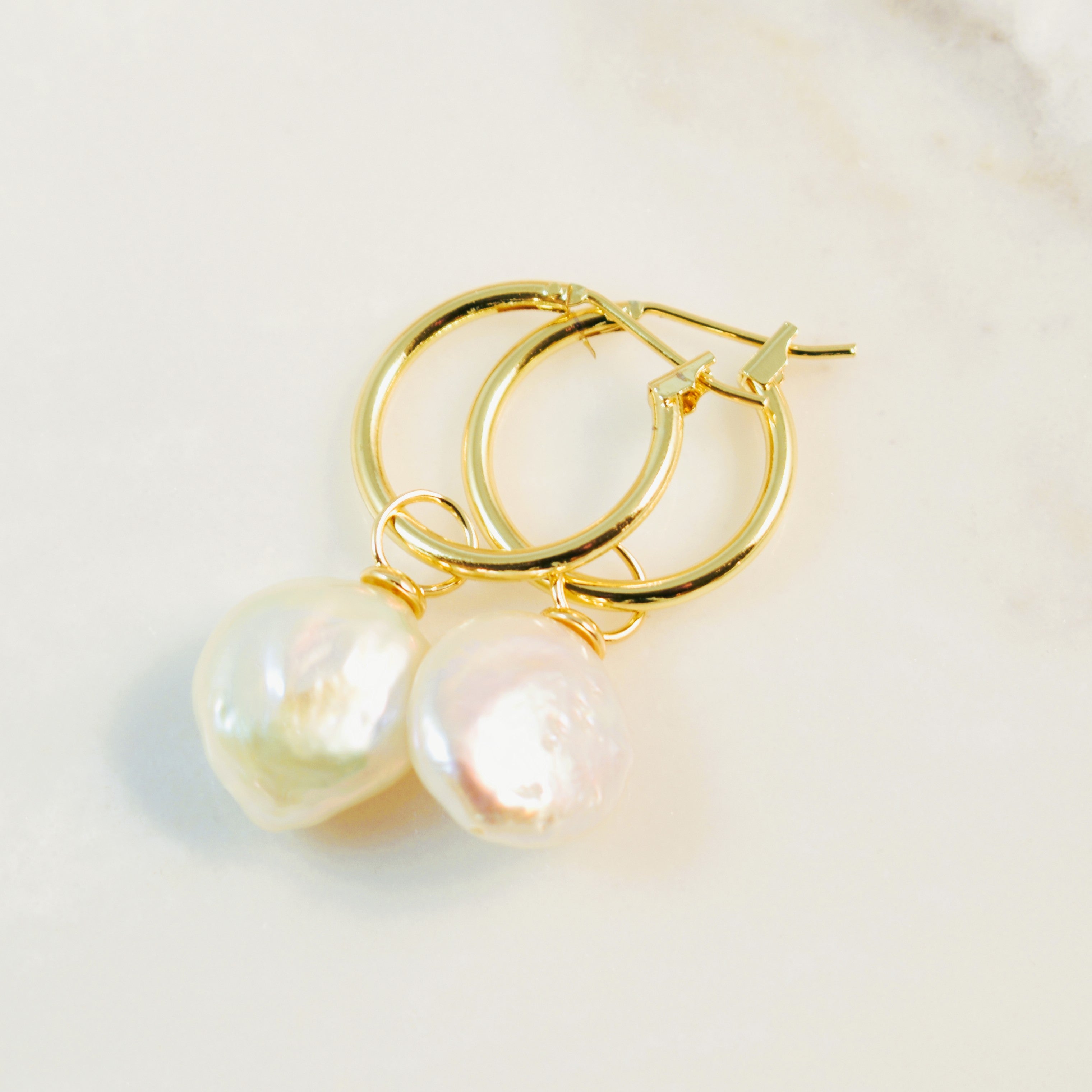 Aphrodite Coin Pearl Hoop Earrings