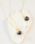 Black Pearl Charm Pendant Necklace