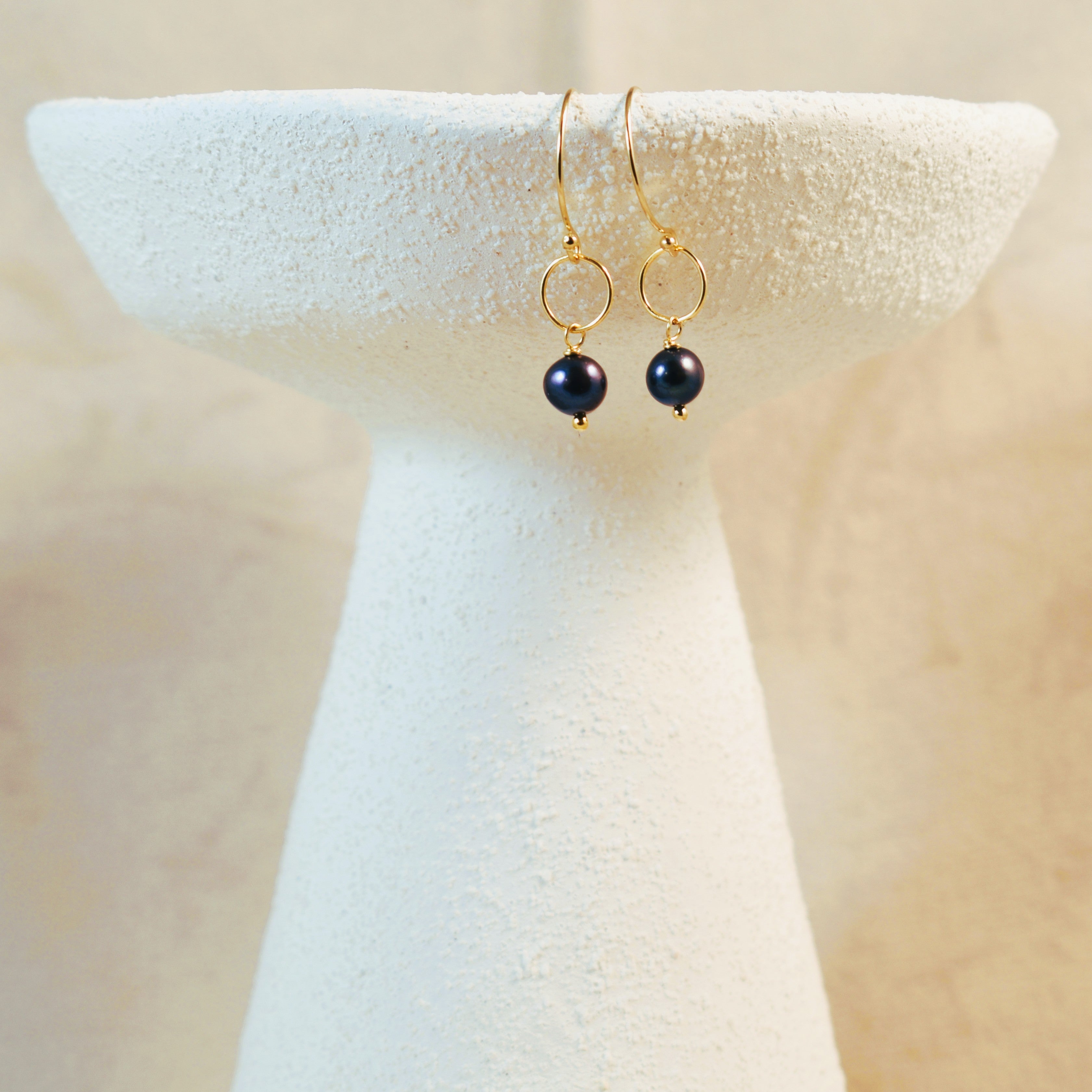 Black Pearl Drop Hook Earrings