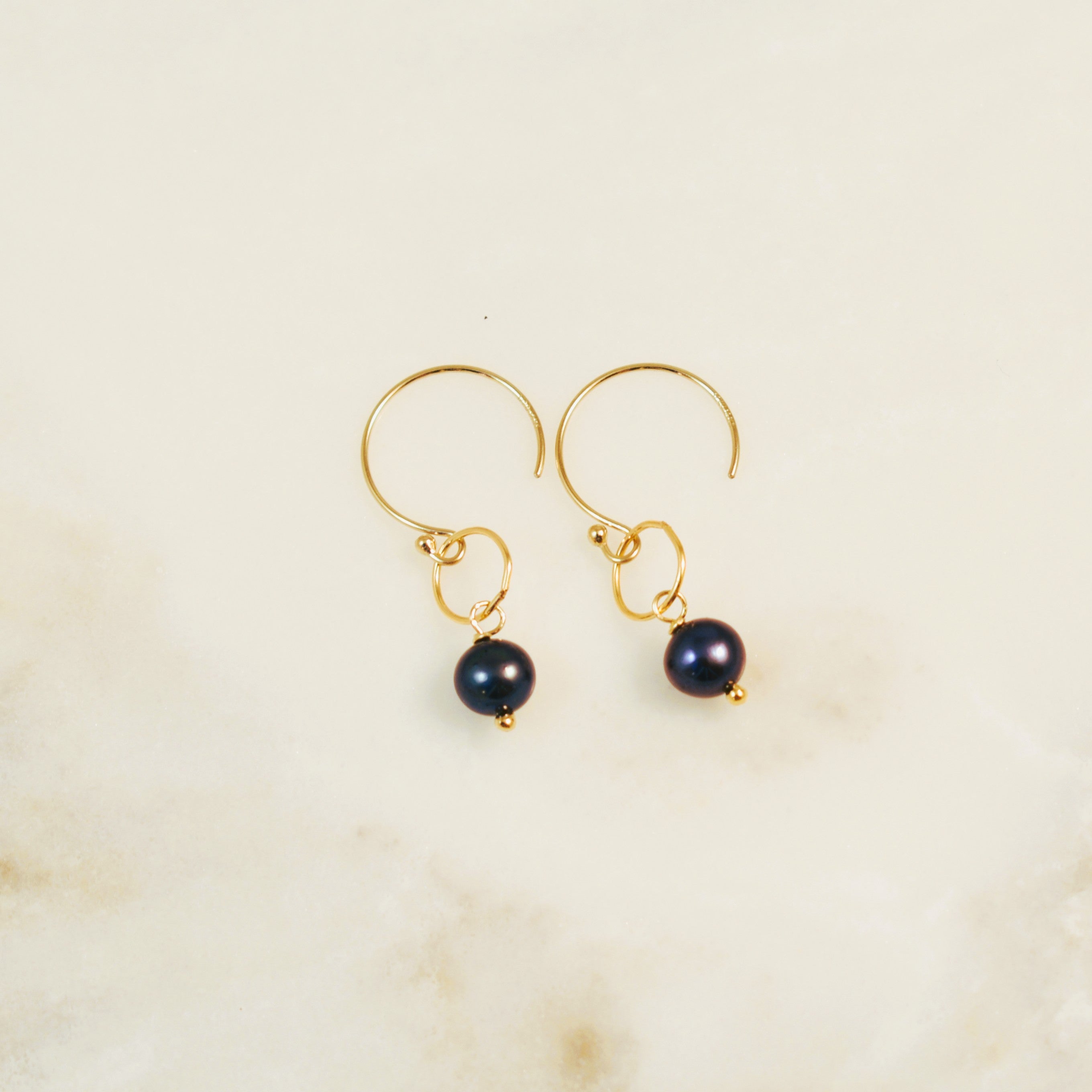 Black Pearl Drop Hook Earrings