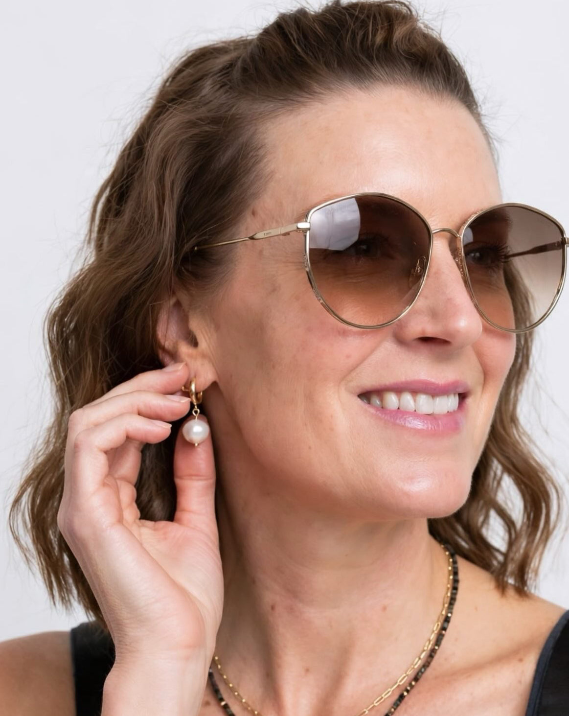 Pearl Huggie Hoop Earrings