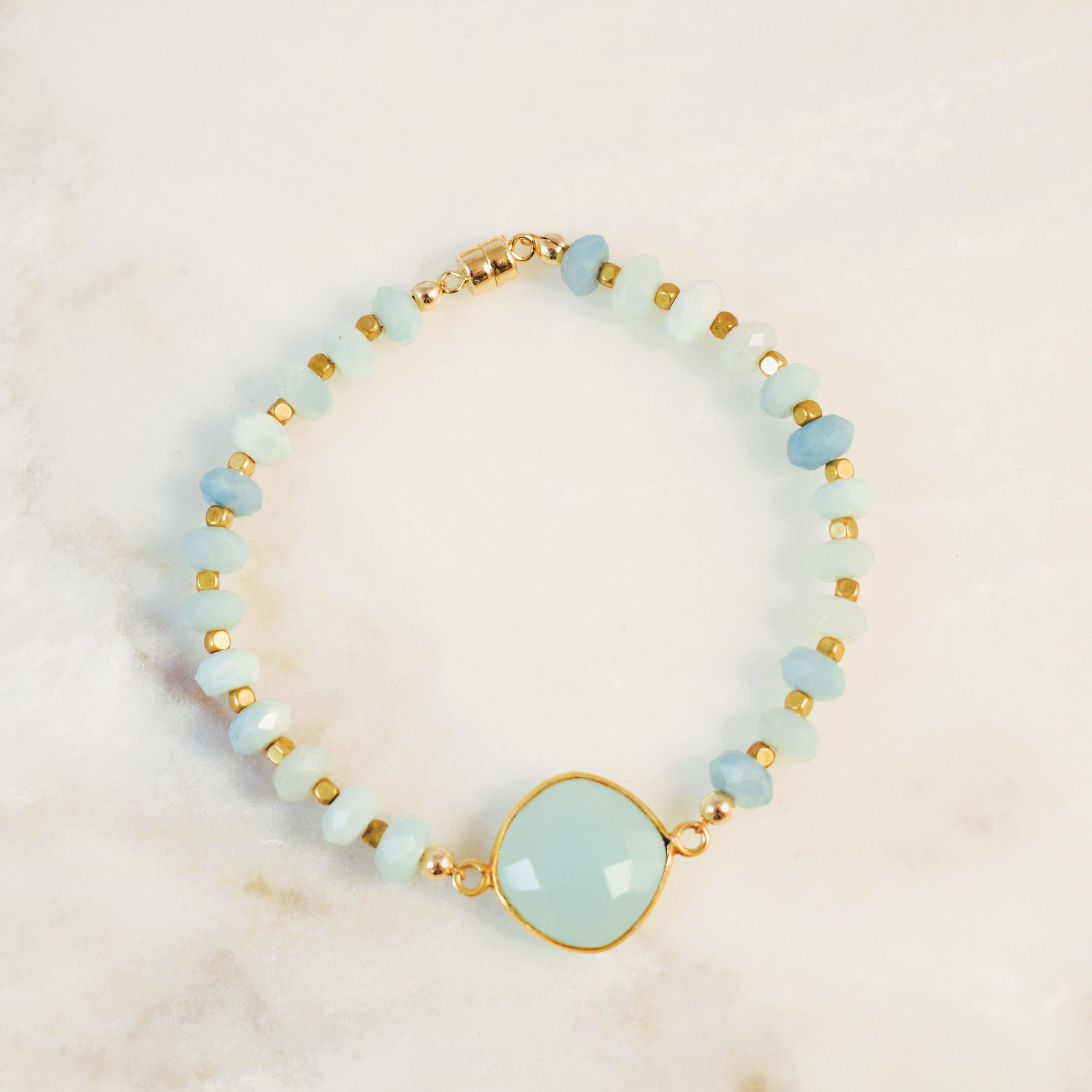 Daintier Chalcedony Bezel and Amazonite Bracelet