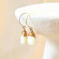 Medium Crowned Mother of Pearl Hook Earrings