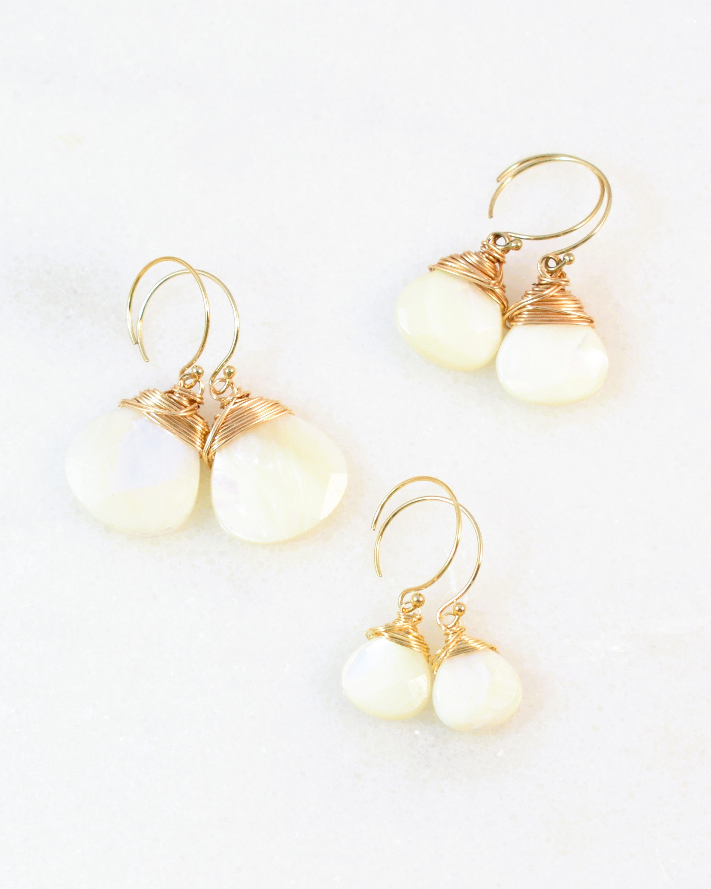 Large Crowned Mother of Pearl Hook Earrings