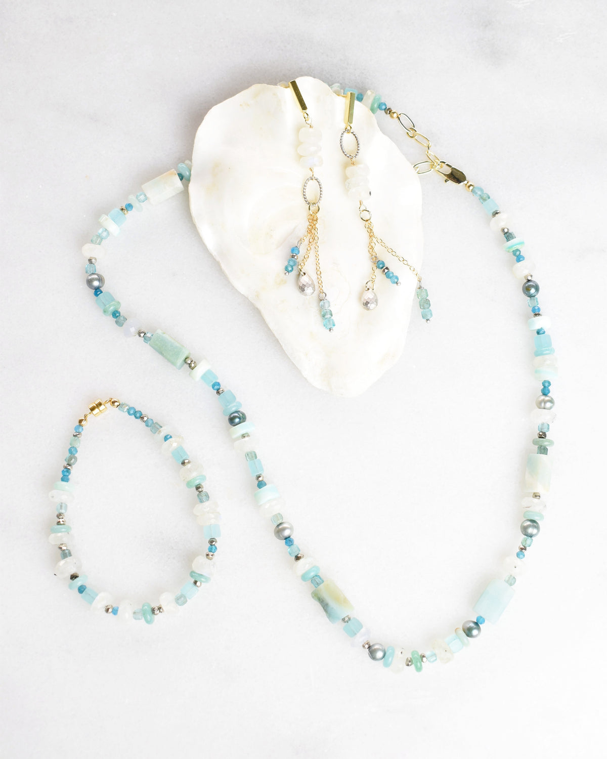 South Seas Asymmetric Mixed Media Post Earrings