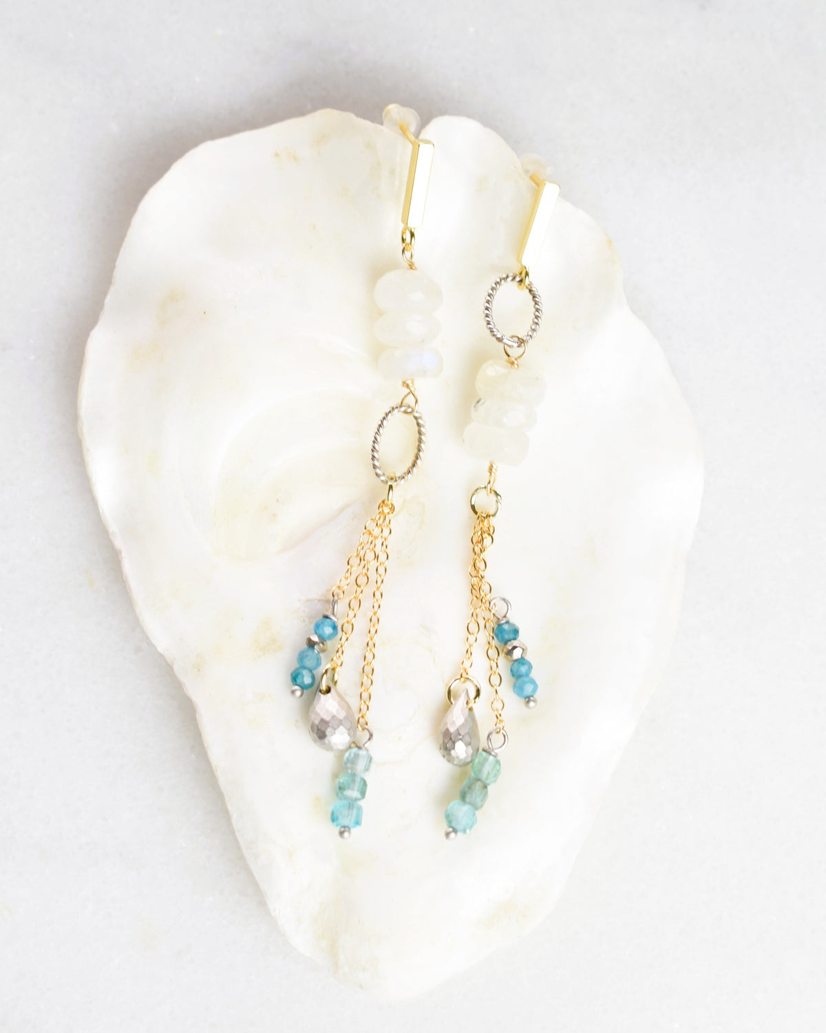 South Seas Asymmetric Mixed Media Post Earrings
