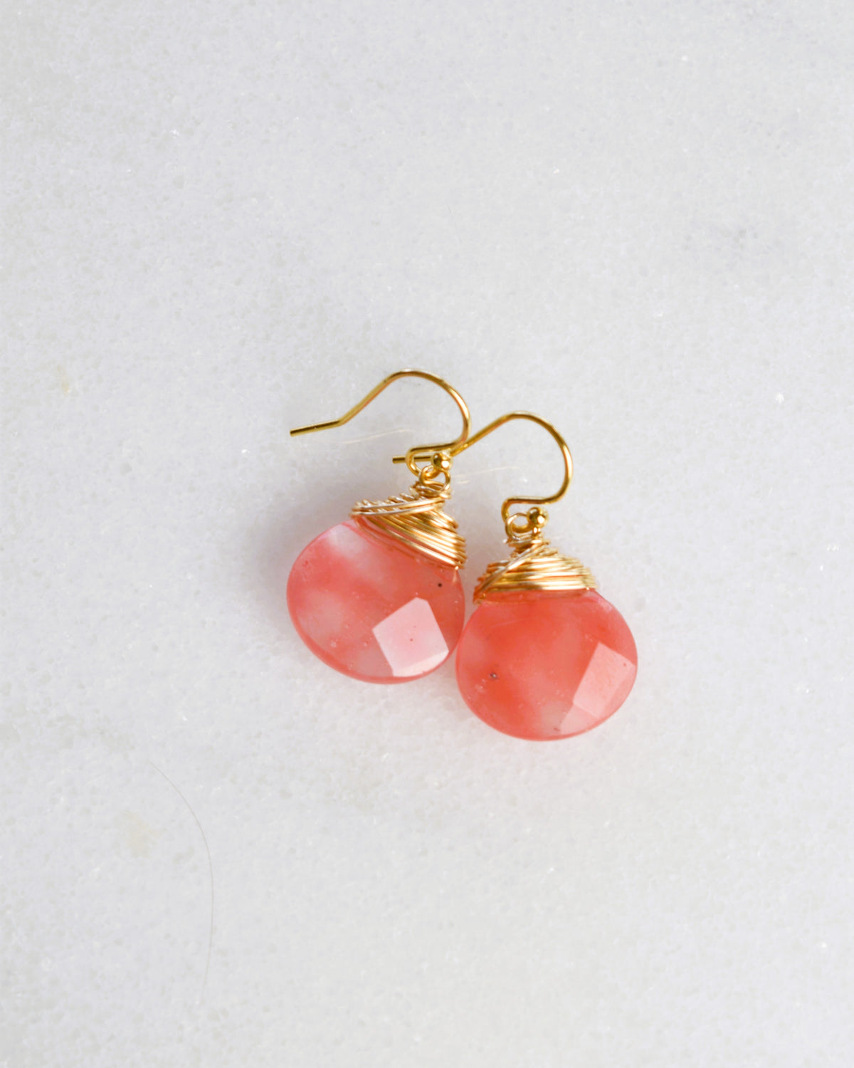 Cherry Quartz Crowned Hook Earrings