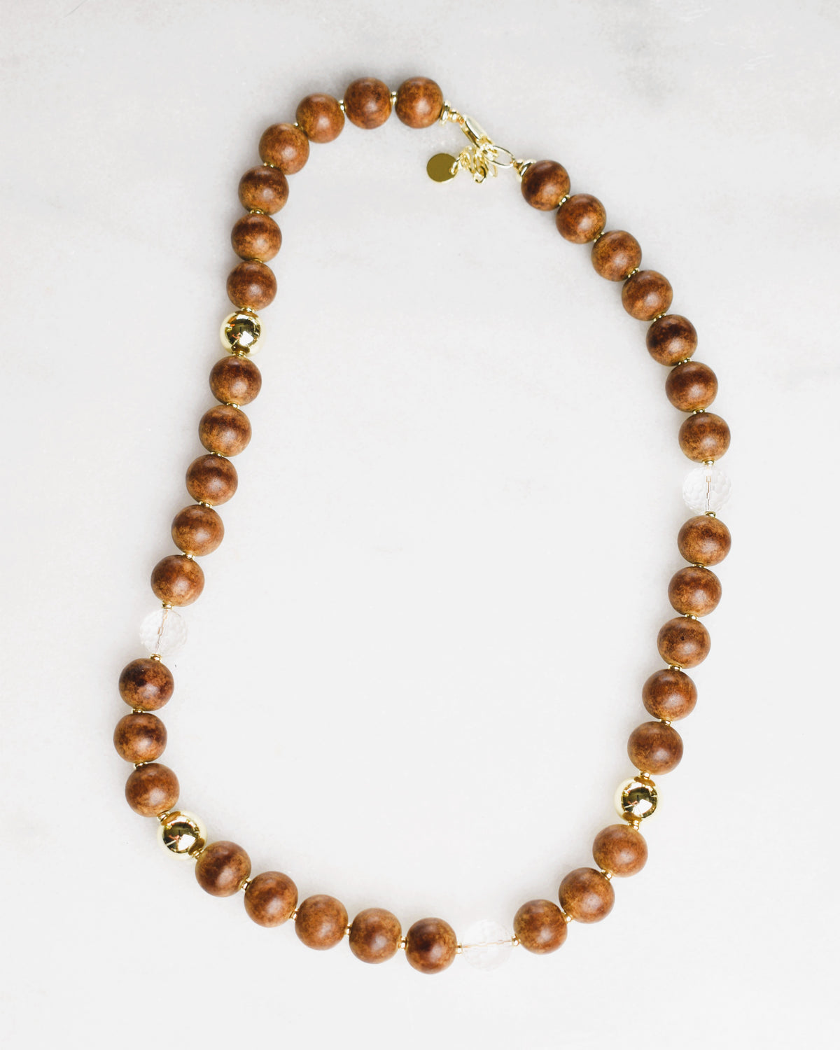 Mixed Media Wood Quartz Necklace