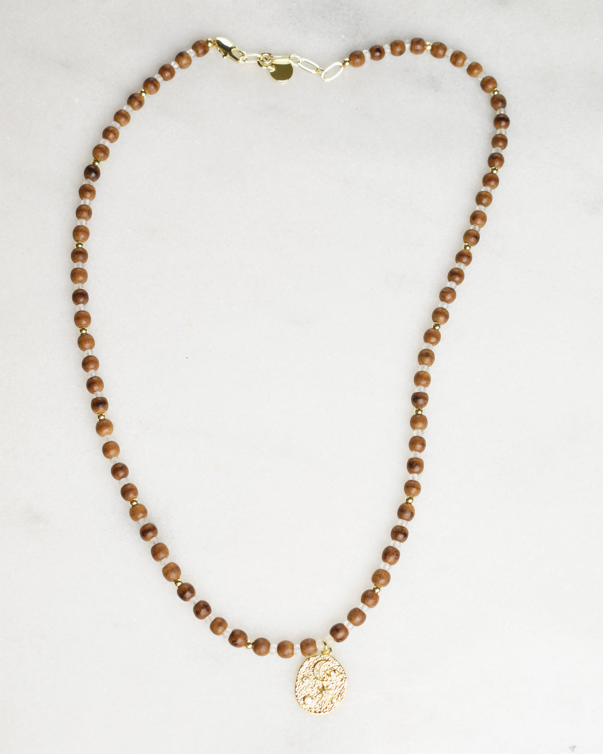 Wood Celestial Pendant Necklace