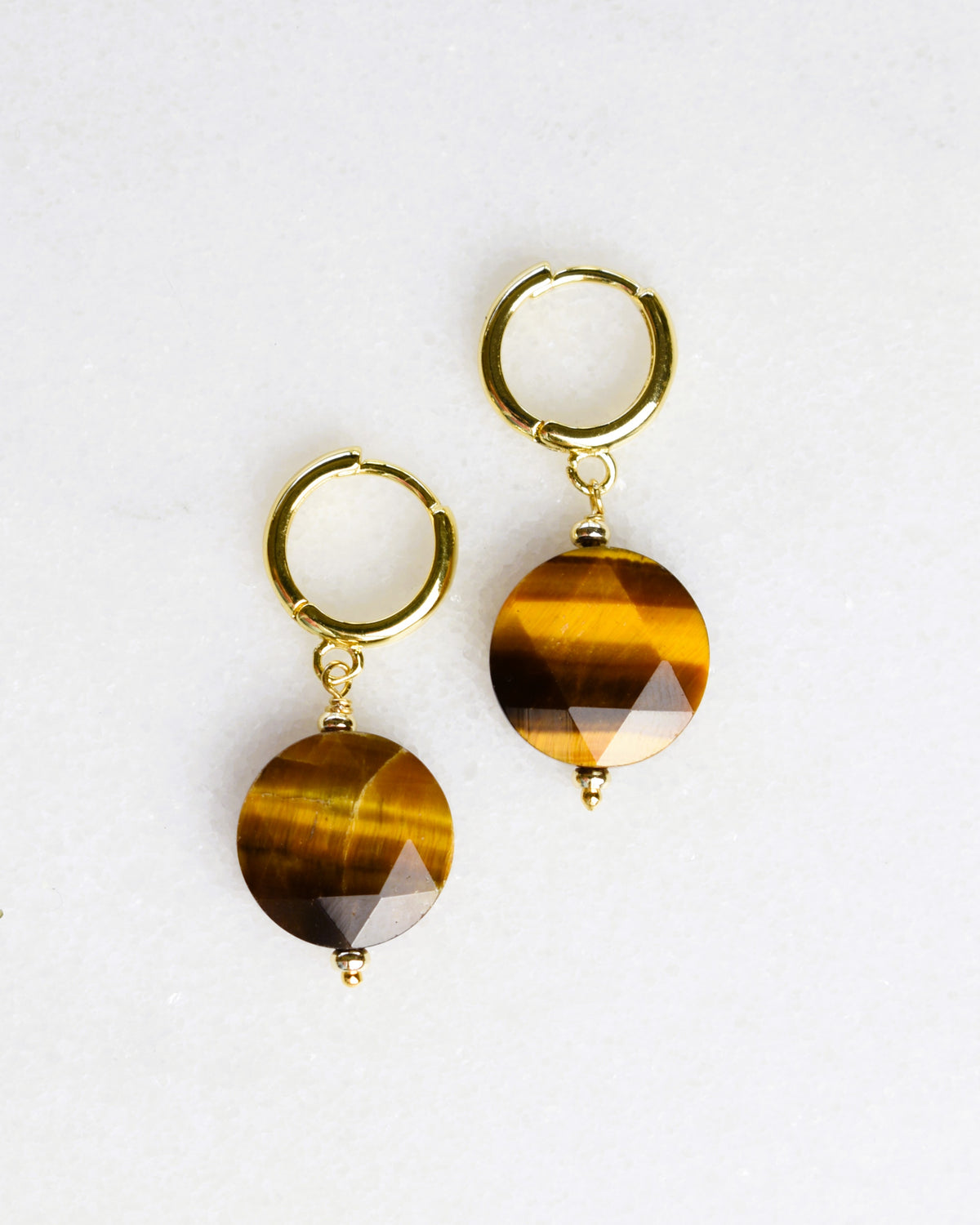 Tiger's Eye Huggie Hoop Earrings