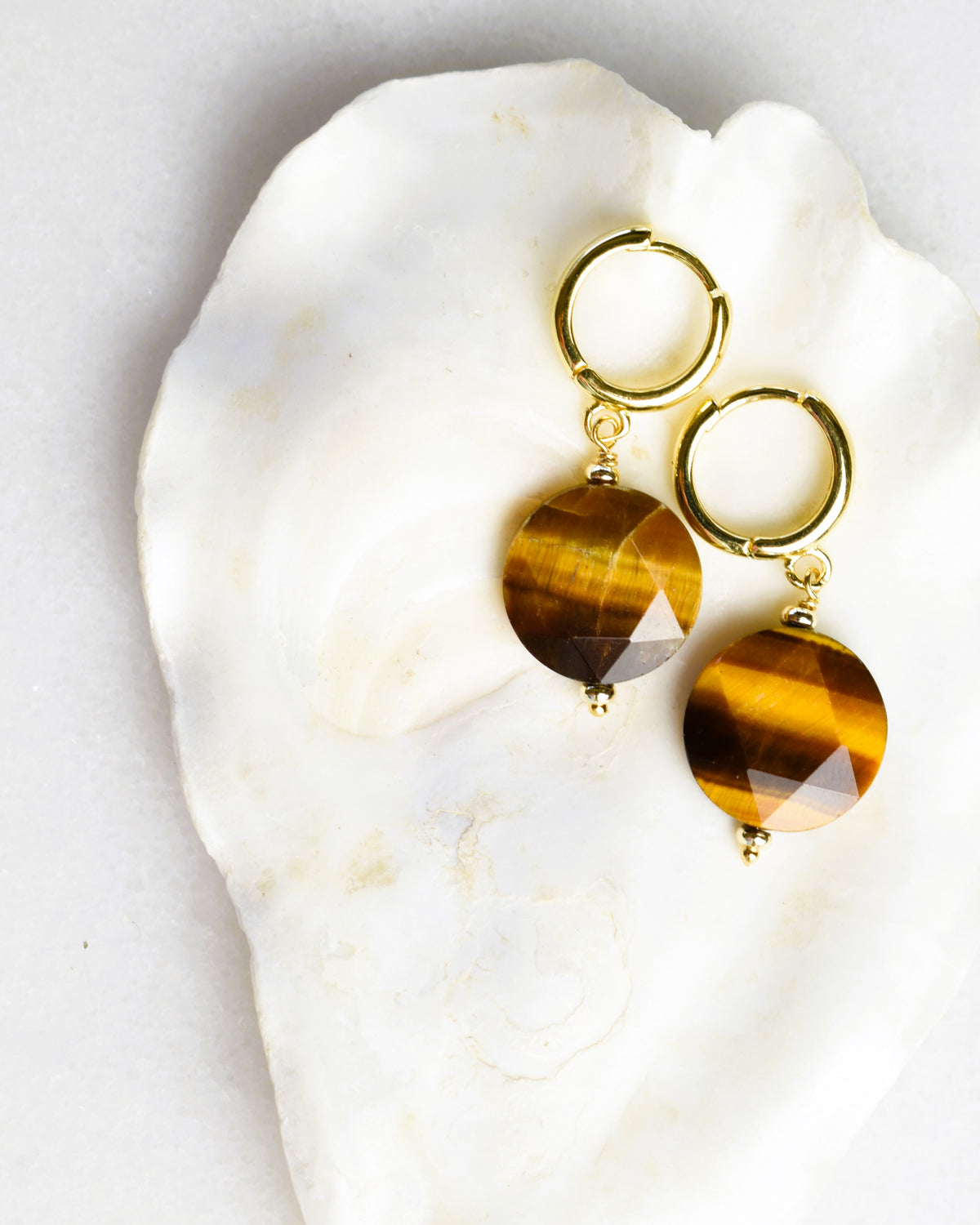 Tiger's Eye Huggie Hoop Earrings