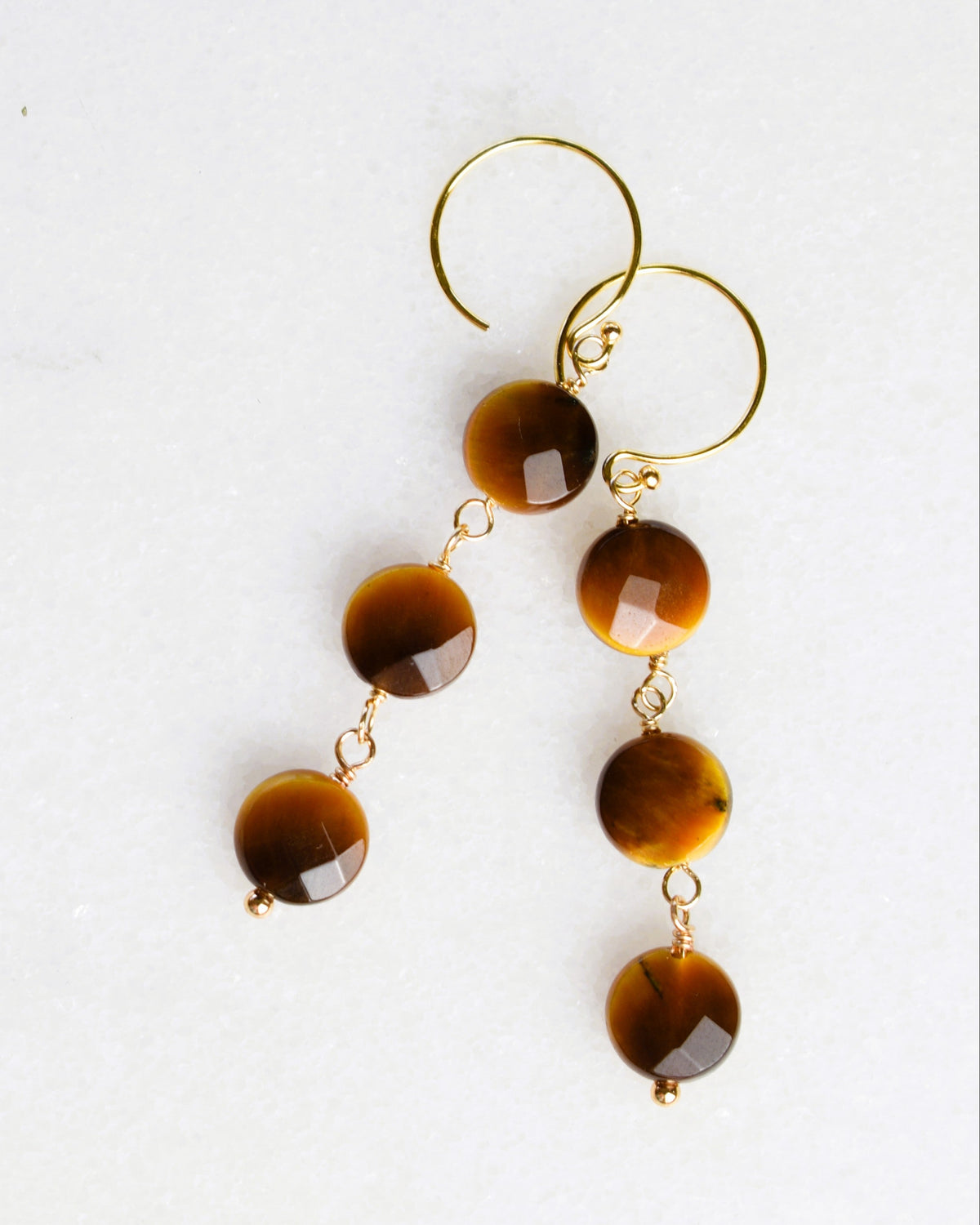 Tiger's Eye Trio Hook Earrings