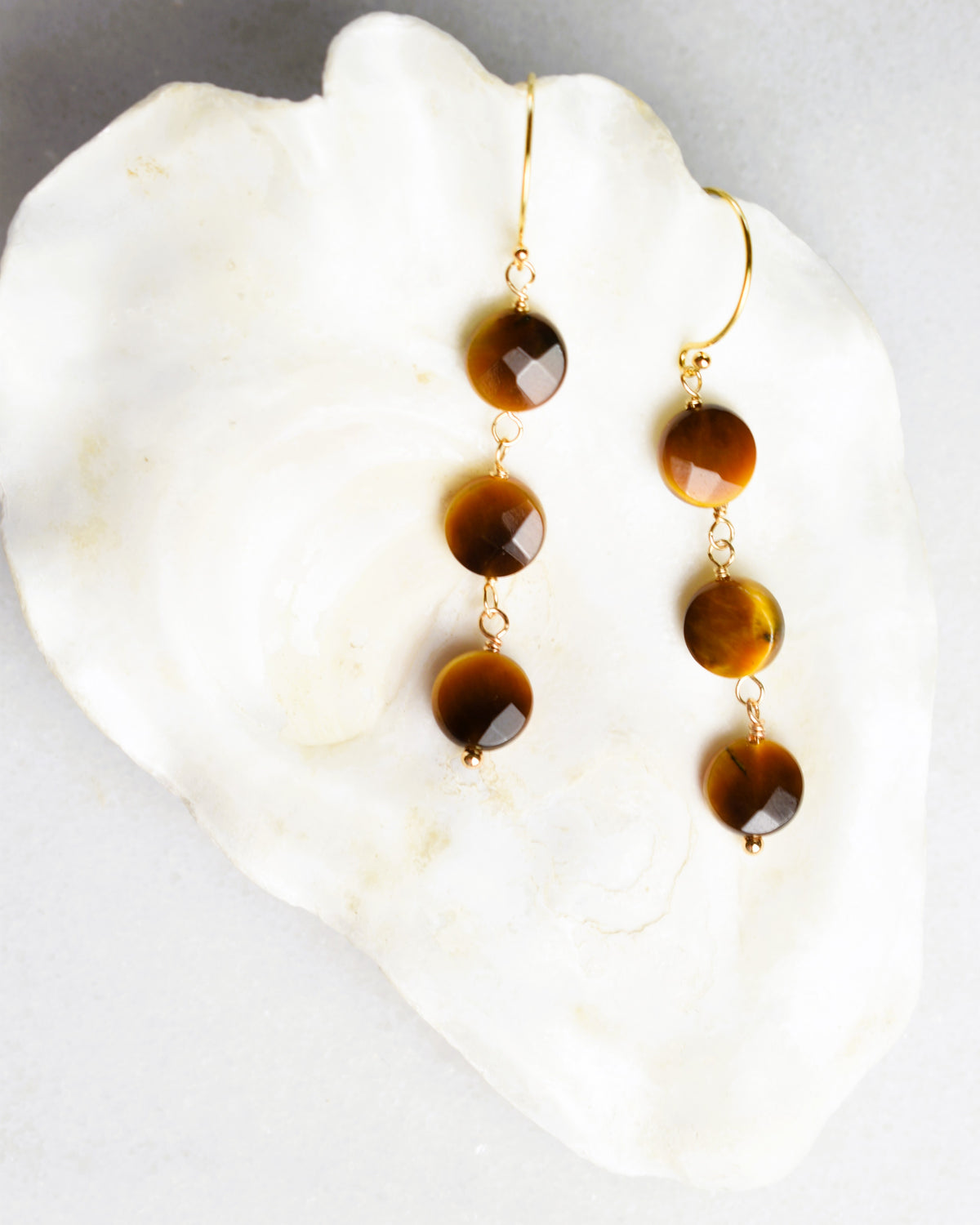 Tiger's Eye Trio Hook Earrings