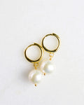 Pearl Huggie Hoop Earrings