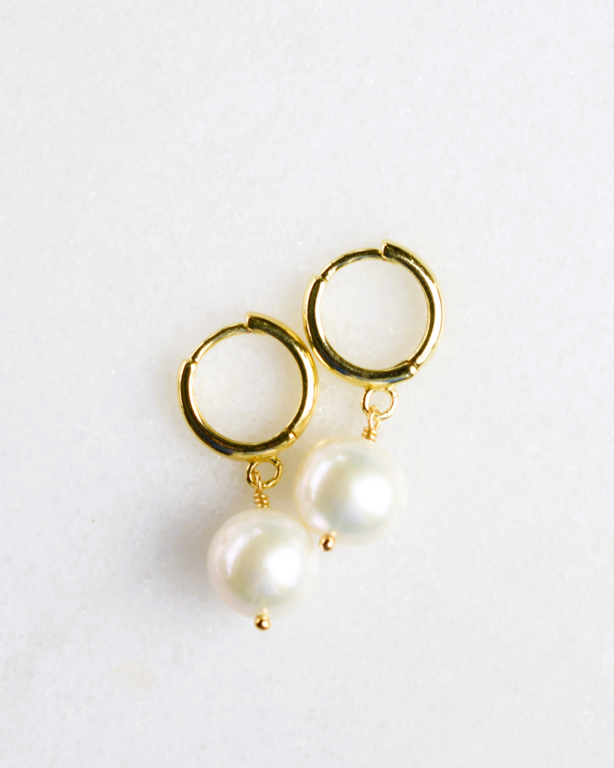Pearl Huggie Hoop Earrings