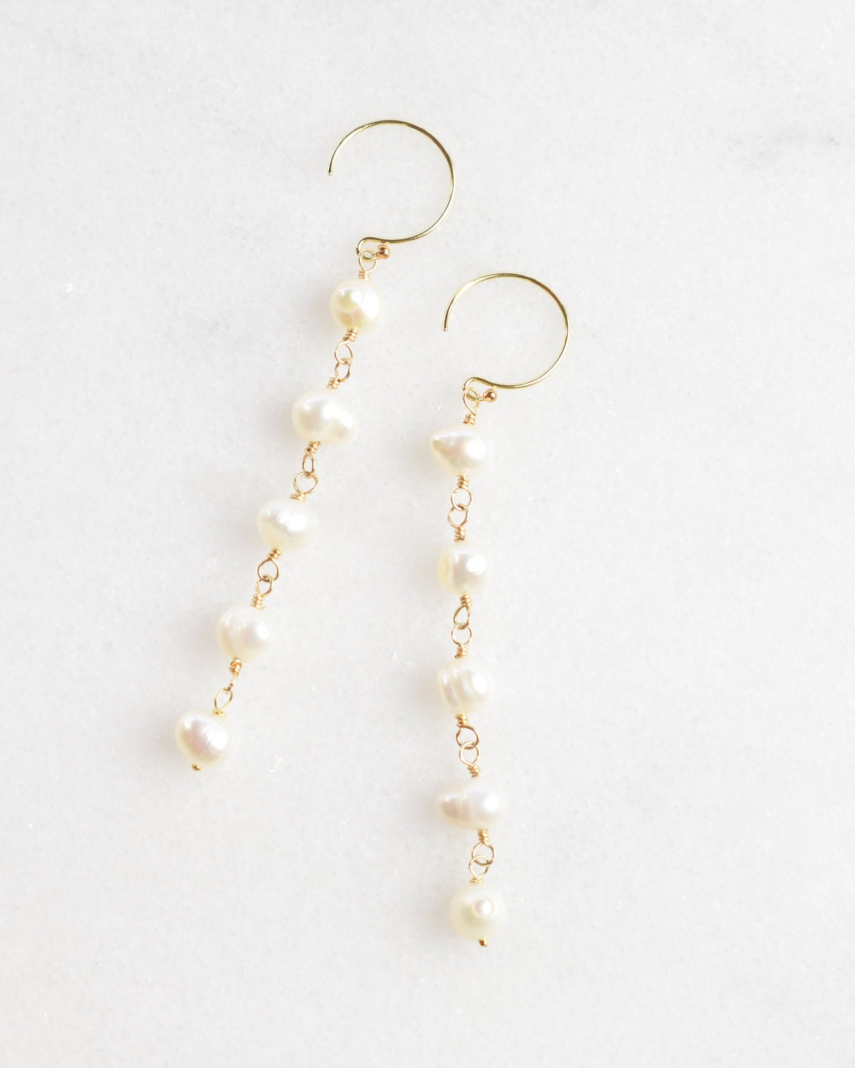 Five Pearl Strand Hook Earrings