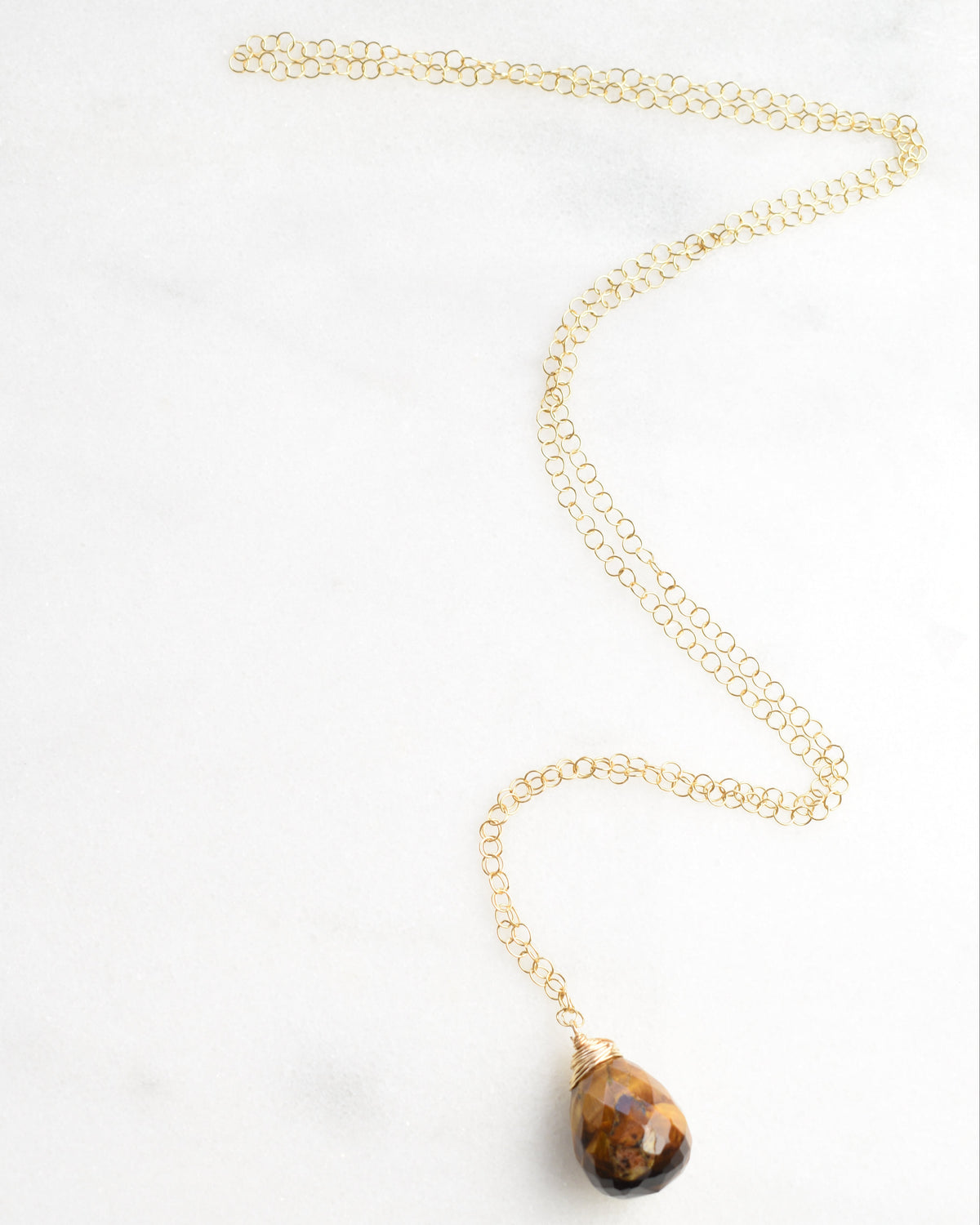 Tiger's Eye Long Drop Necklace