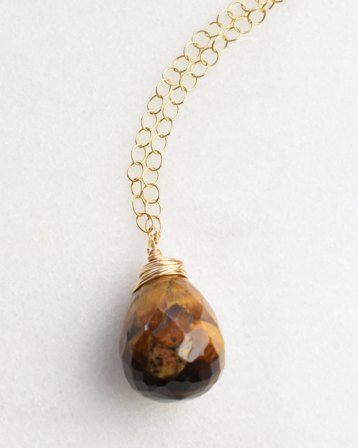 Tiger's Eye Long Drop Necklace