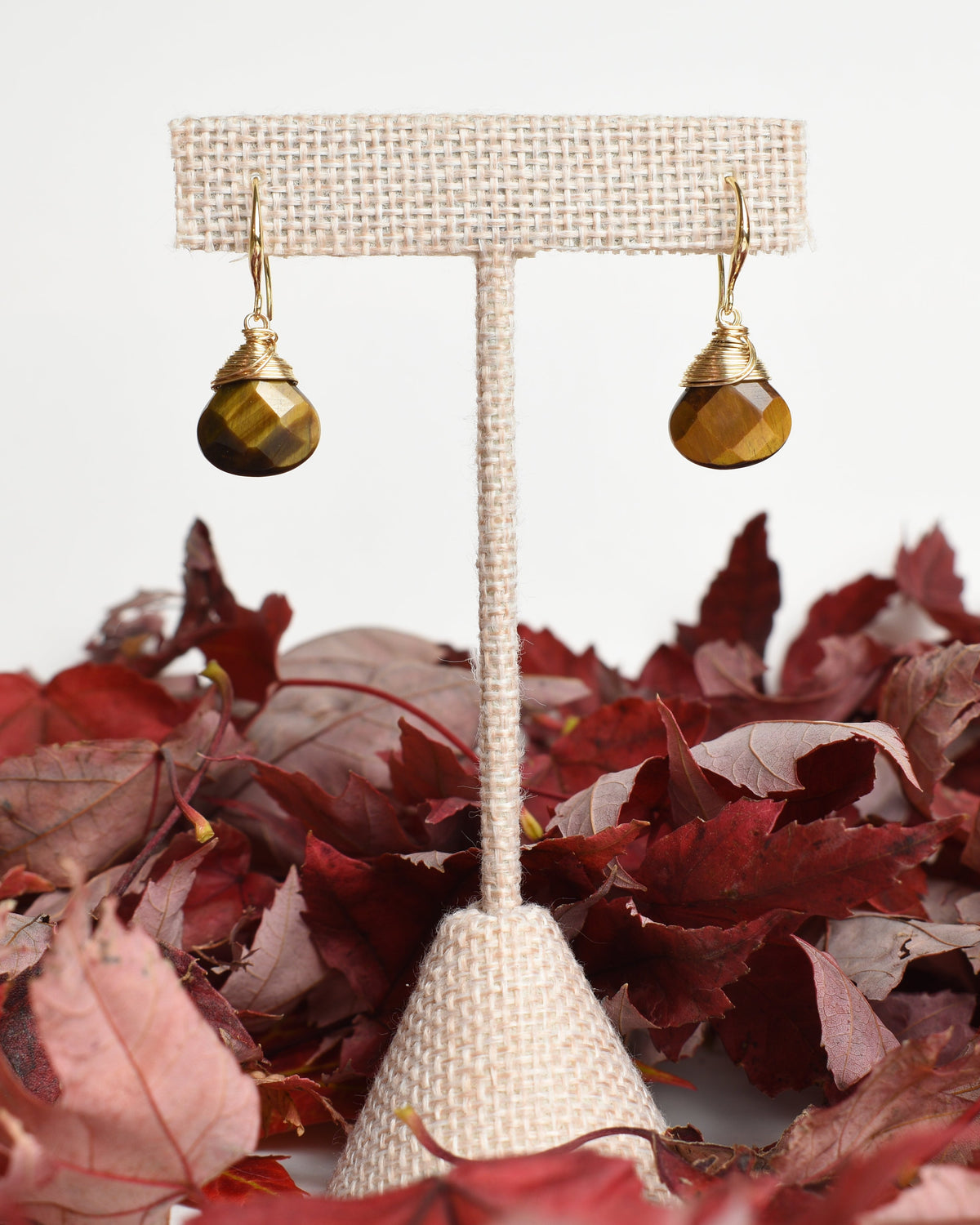 Crowned Tiger's Eye Hook Earrings