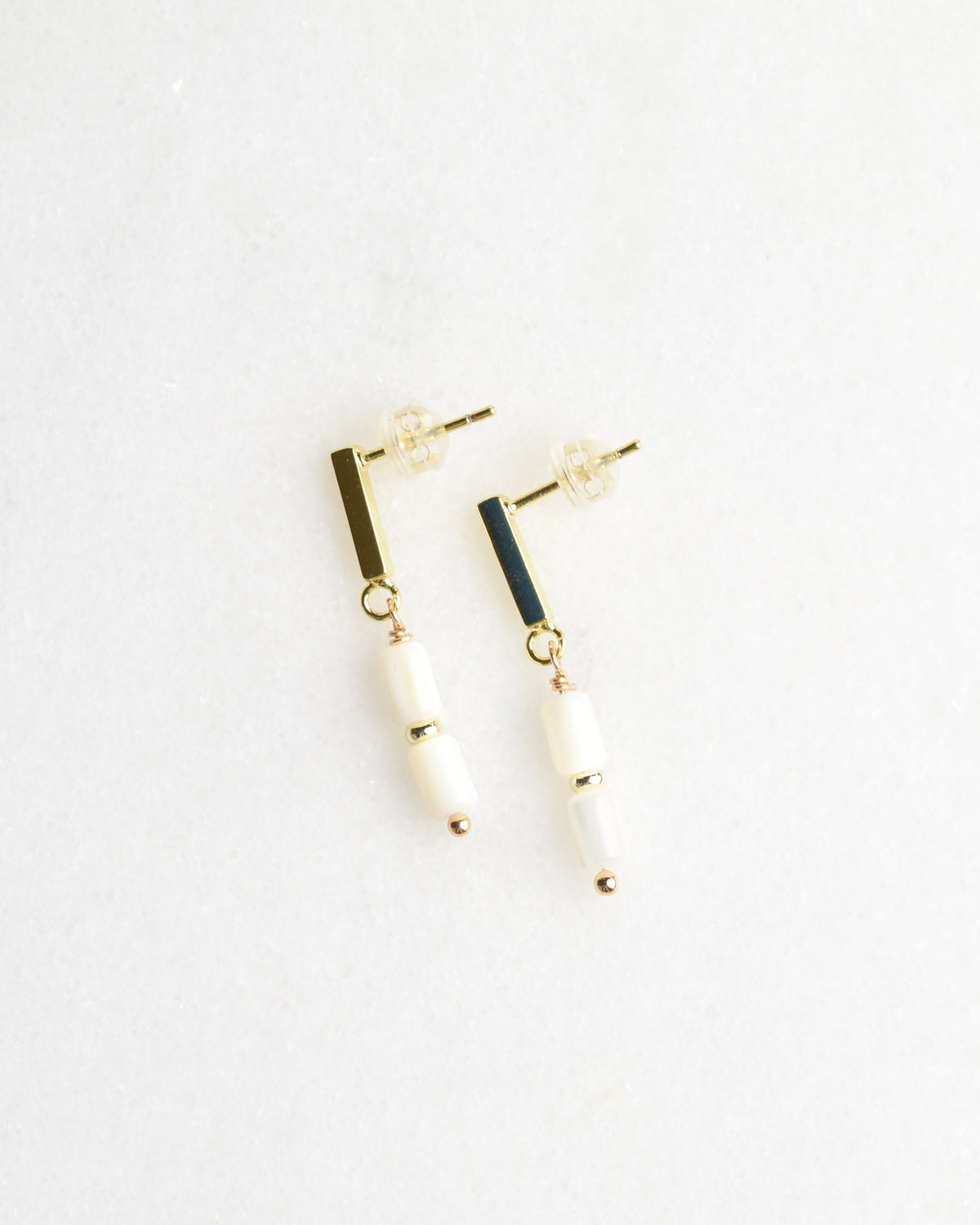 Mother of Pearl Duo Modern Post Earrings