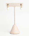 Crowned Mother of Pearl Mirrored Reflected Teardrop Post Earrings