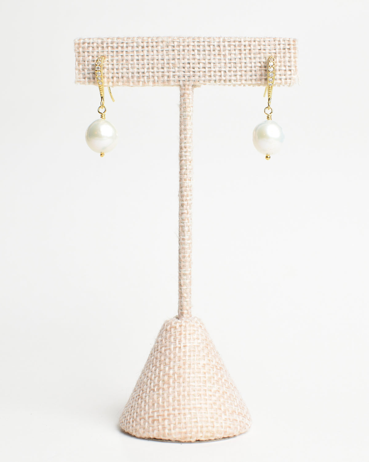 Freshwater Pearl CZ Hook Earrings