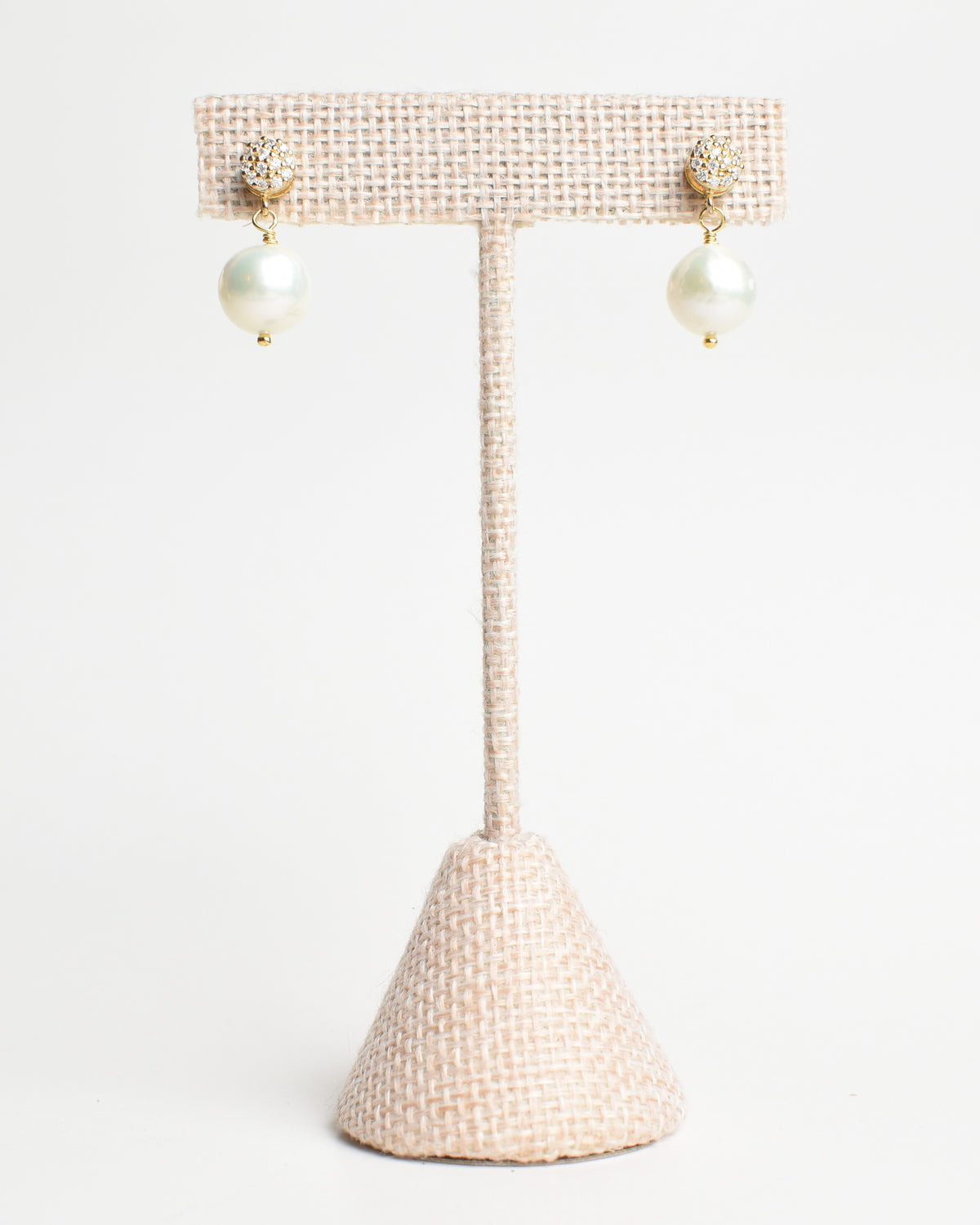 Freshwater Pearl CZ Post Earrings