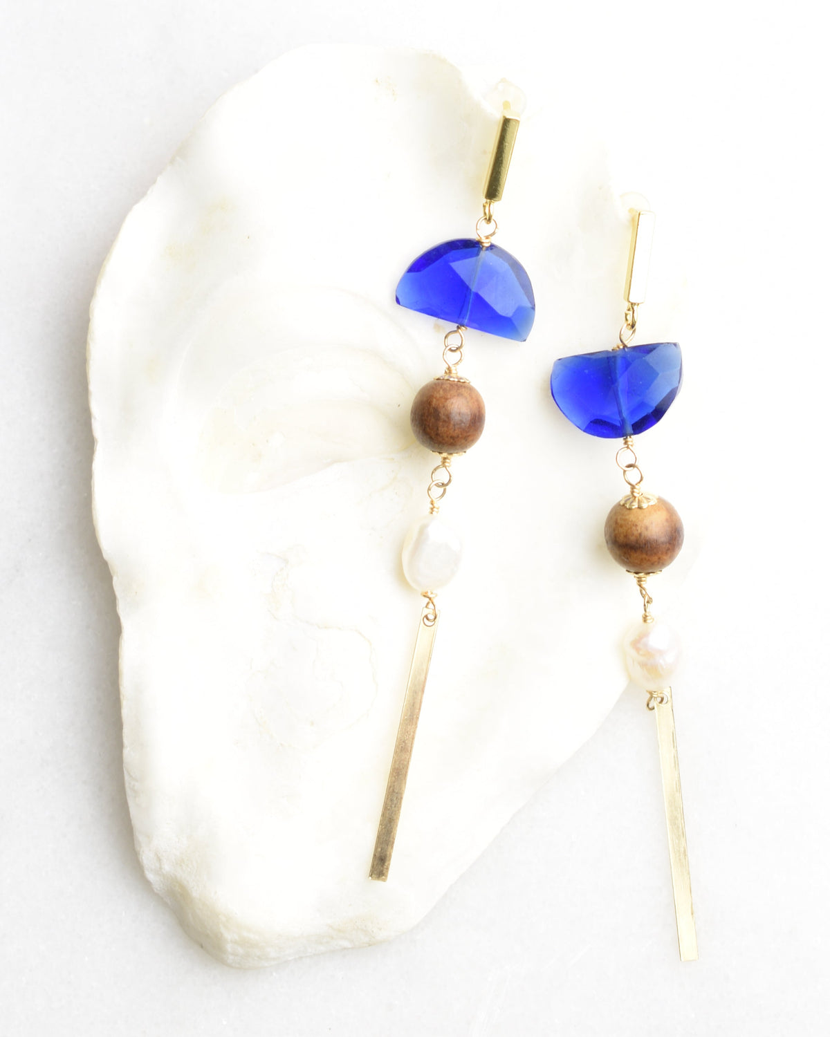 Modern Asymmetric Mixed Media Post Earrings