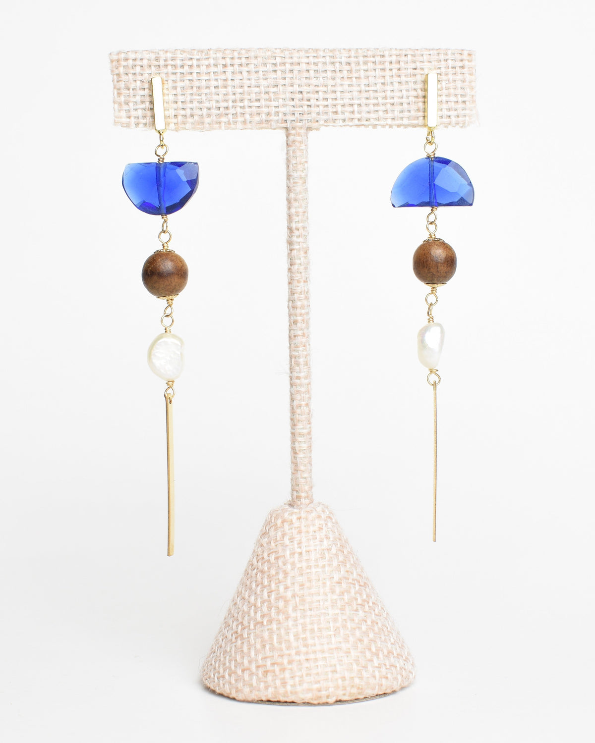 Modern Asymmetric Mixed Media Post Earrings