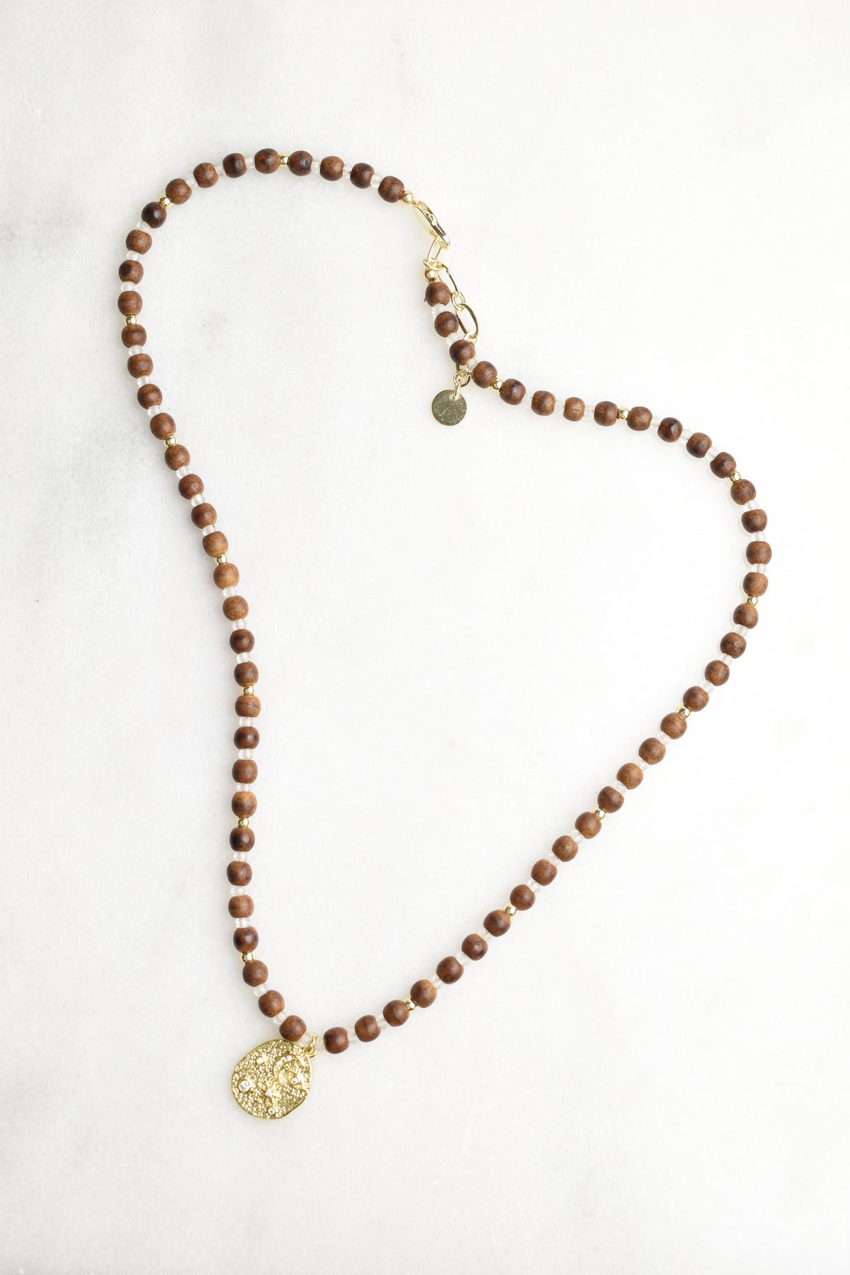 Wood Celestial Pendant Necklace