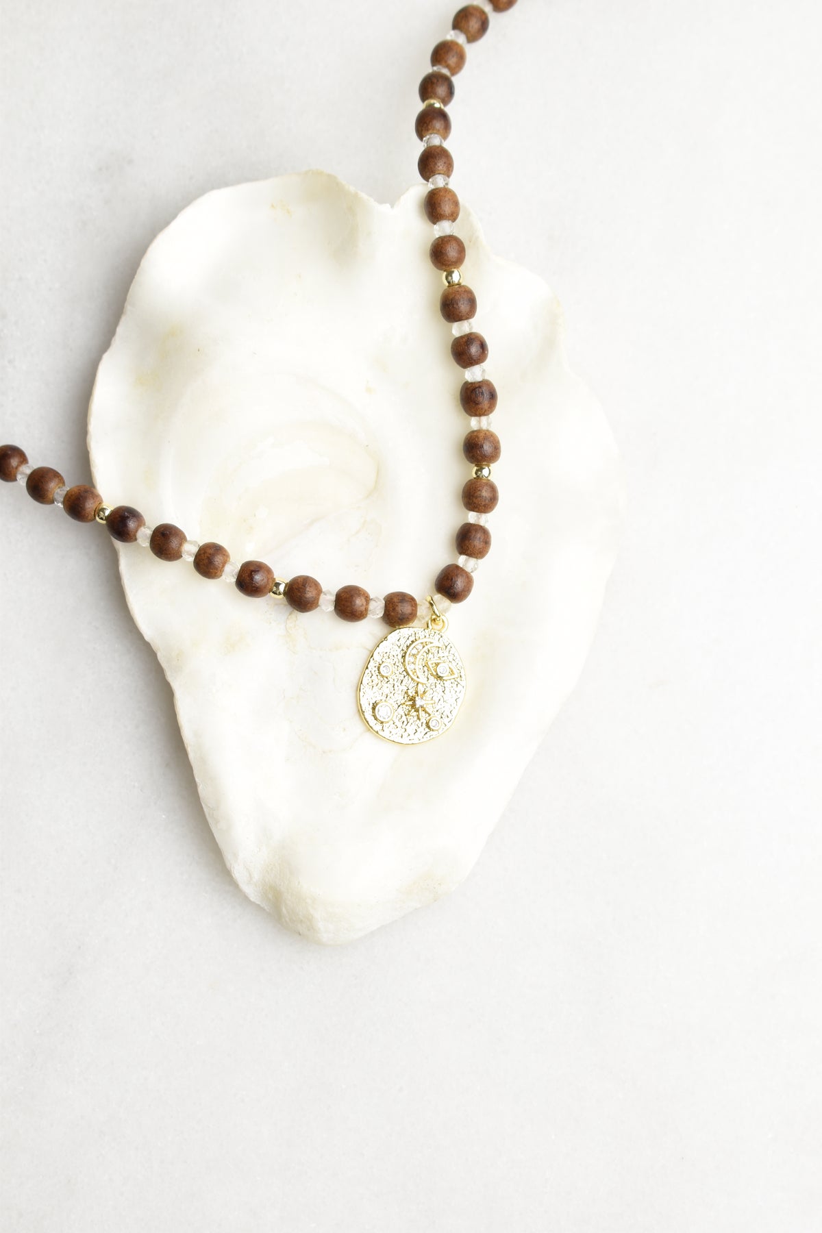 Wood Celestial Pendant Necklace