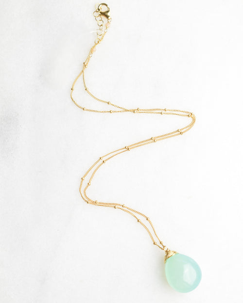 Aqua Chalcedony Pendant Necklace