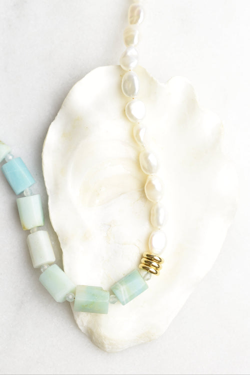Amazonite Pearl Toggle Necklace