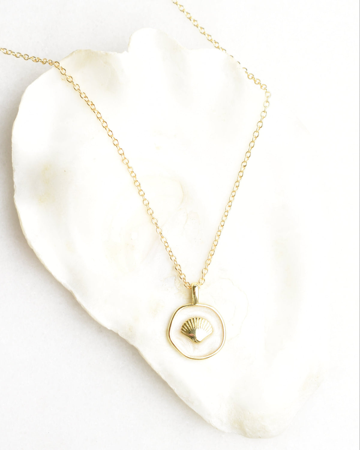 Red Scallop Shell Charm Necklace