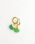 Carved Shell Chrysoprase Stone Huggie Earrings