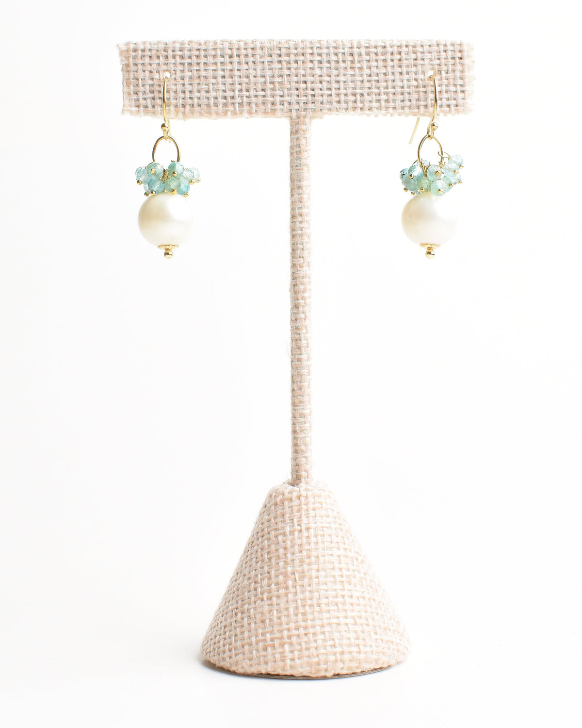 Teal Apatite Cluster Hook Earrings