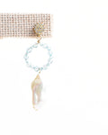 Sparkling Blue Elongated Pearl Post Earrings