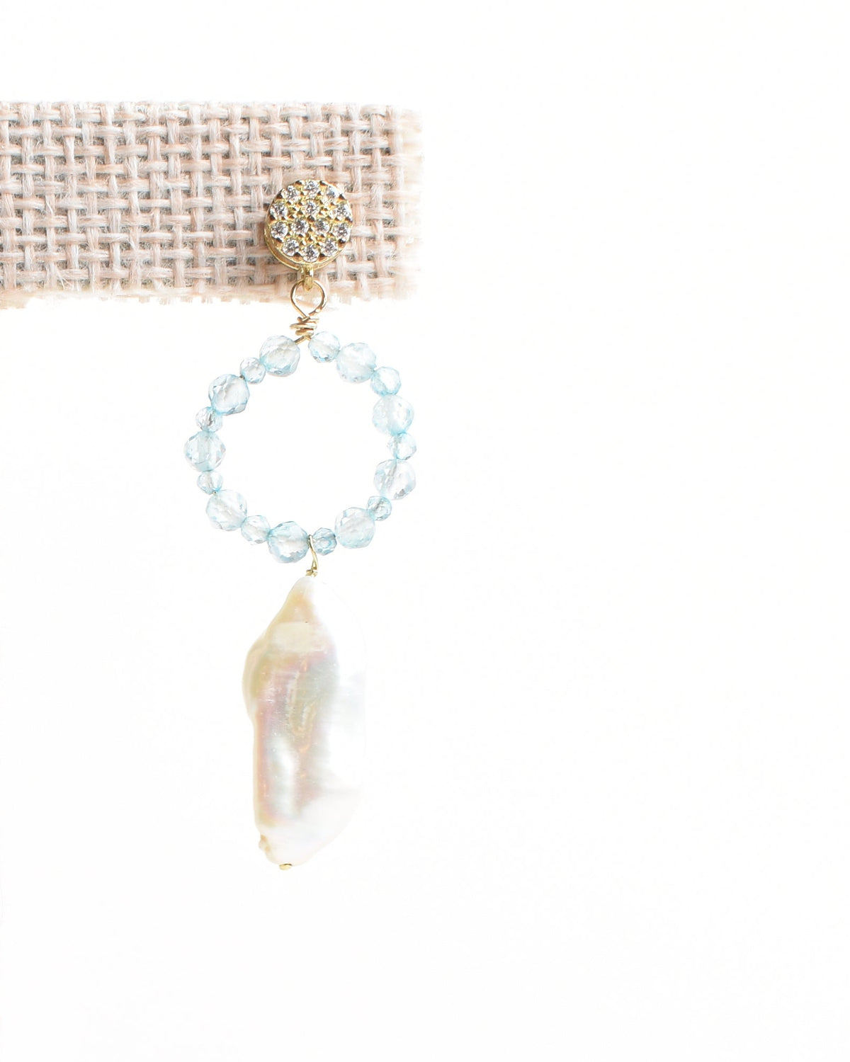 Sparkling Blue Elongated Pearl Post Earrings
