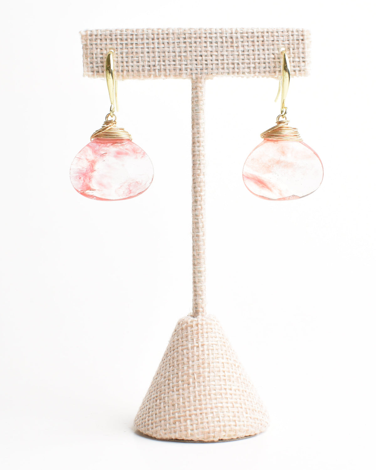 Statement Cherry Quartz Crowned Hook Earrings