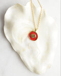 Red Scallop Shell Charm Necklace
